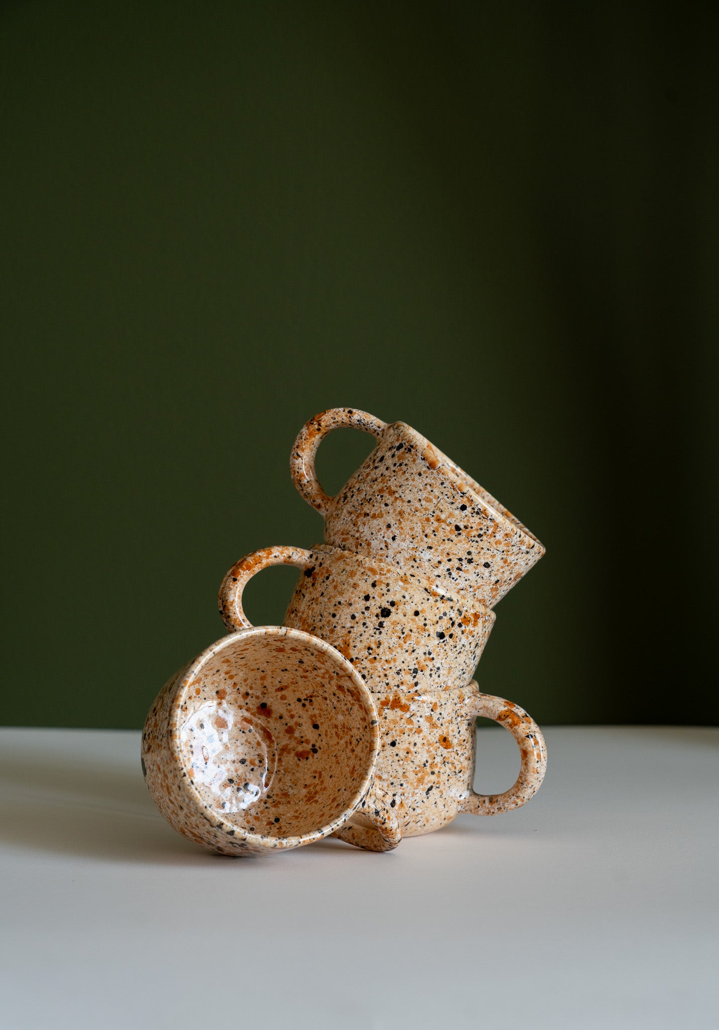 Hand Painted Splatter Ceramic Mug with Double Handle