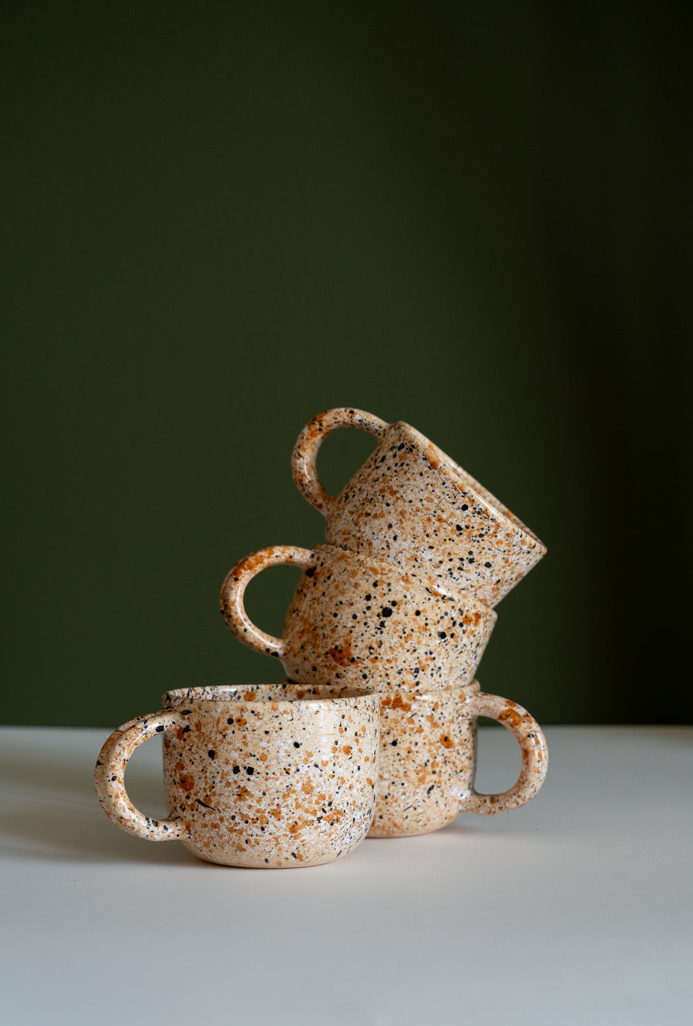 Hand Painted Splatter Ceramic Mug with Double Handle