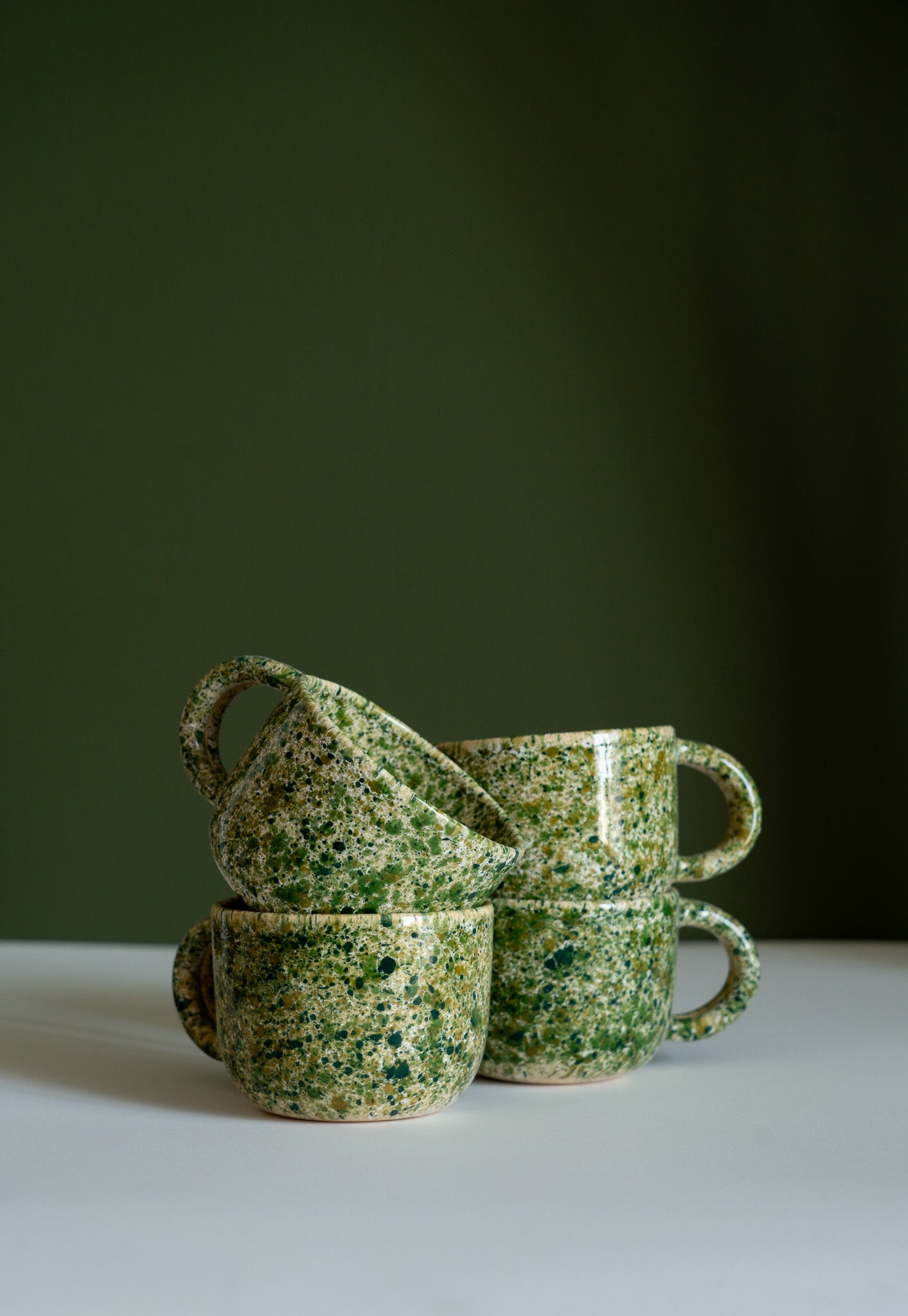 Hand Painted Splatter Ceramic Mug with Double Handle