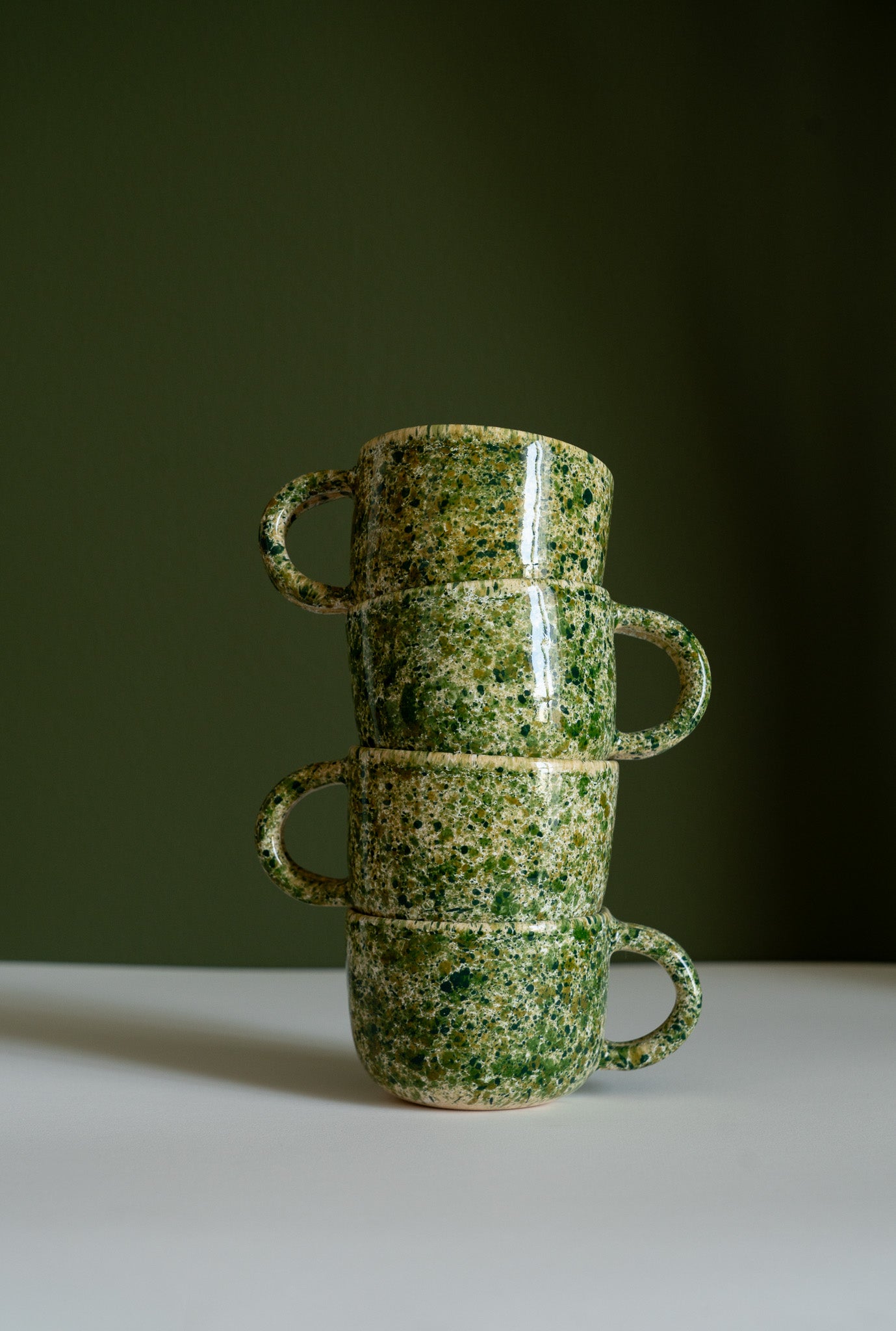 Hand Painted Splatter Ceramic Mug with Double Handle