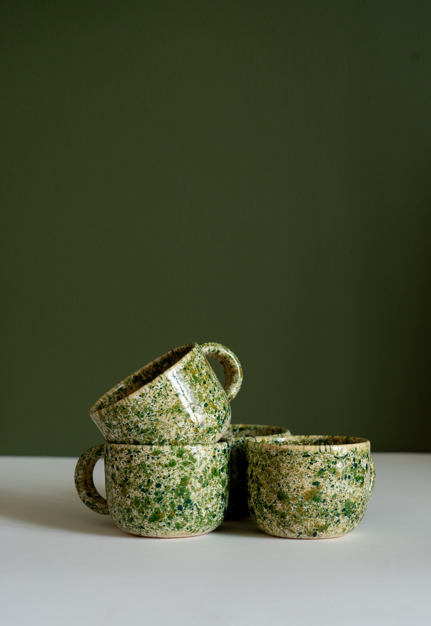 Hand Painted Splatter Ceramic Mug with Double Handle