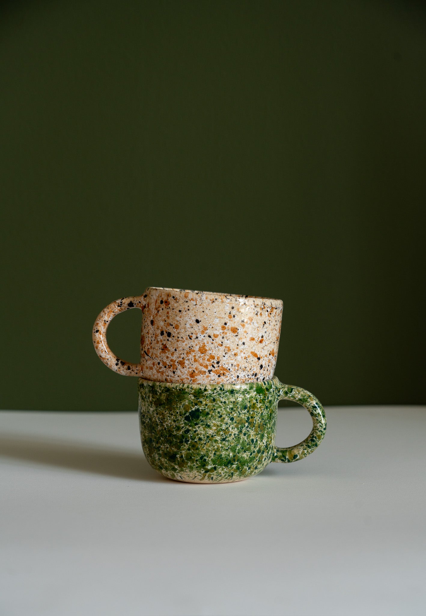 Hand Painted Splatter Ceramic Mug with Double Handle