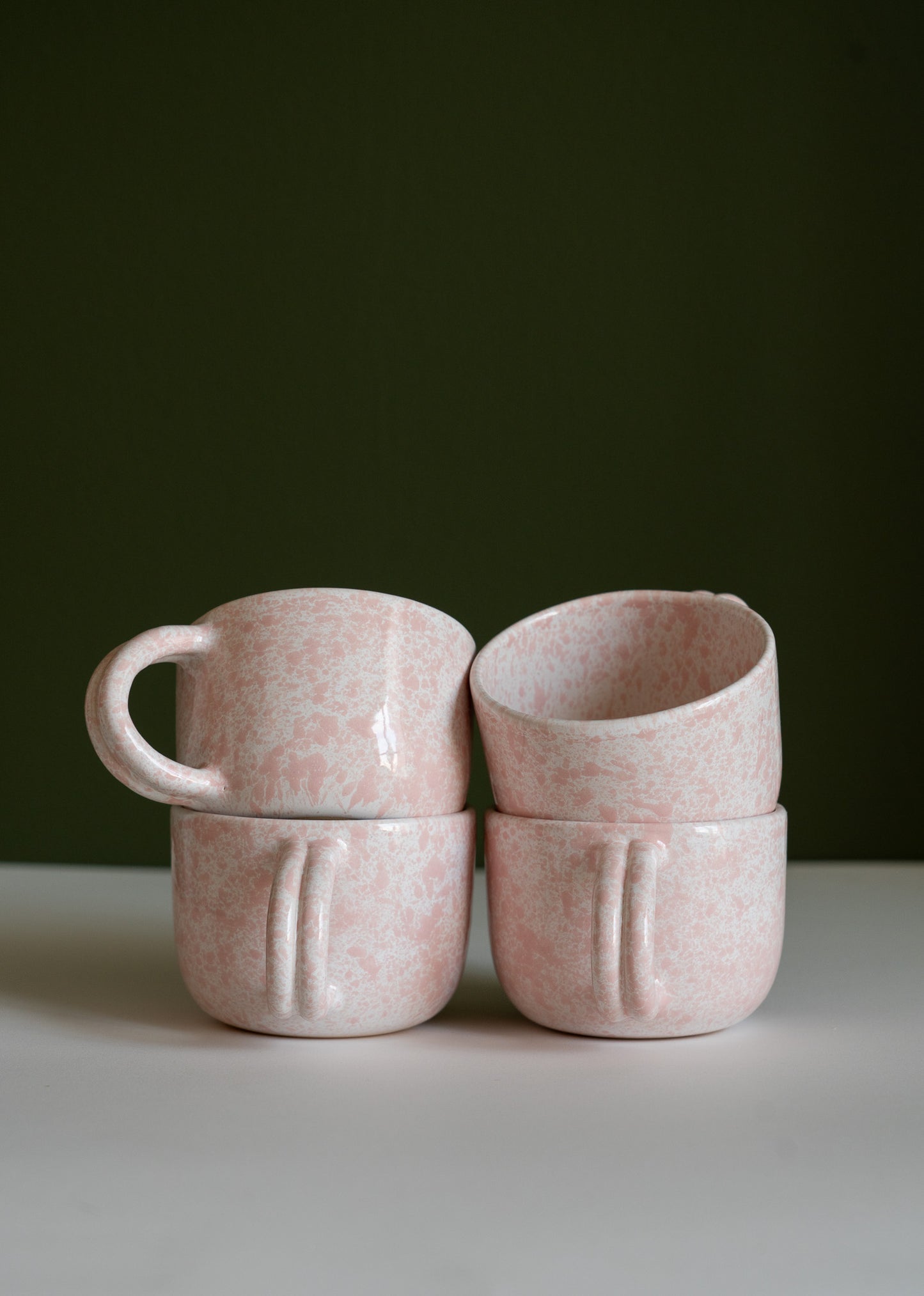 Hand Painted Splatter Ceramic Mug with Double Handle