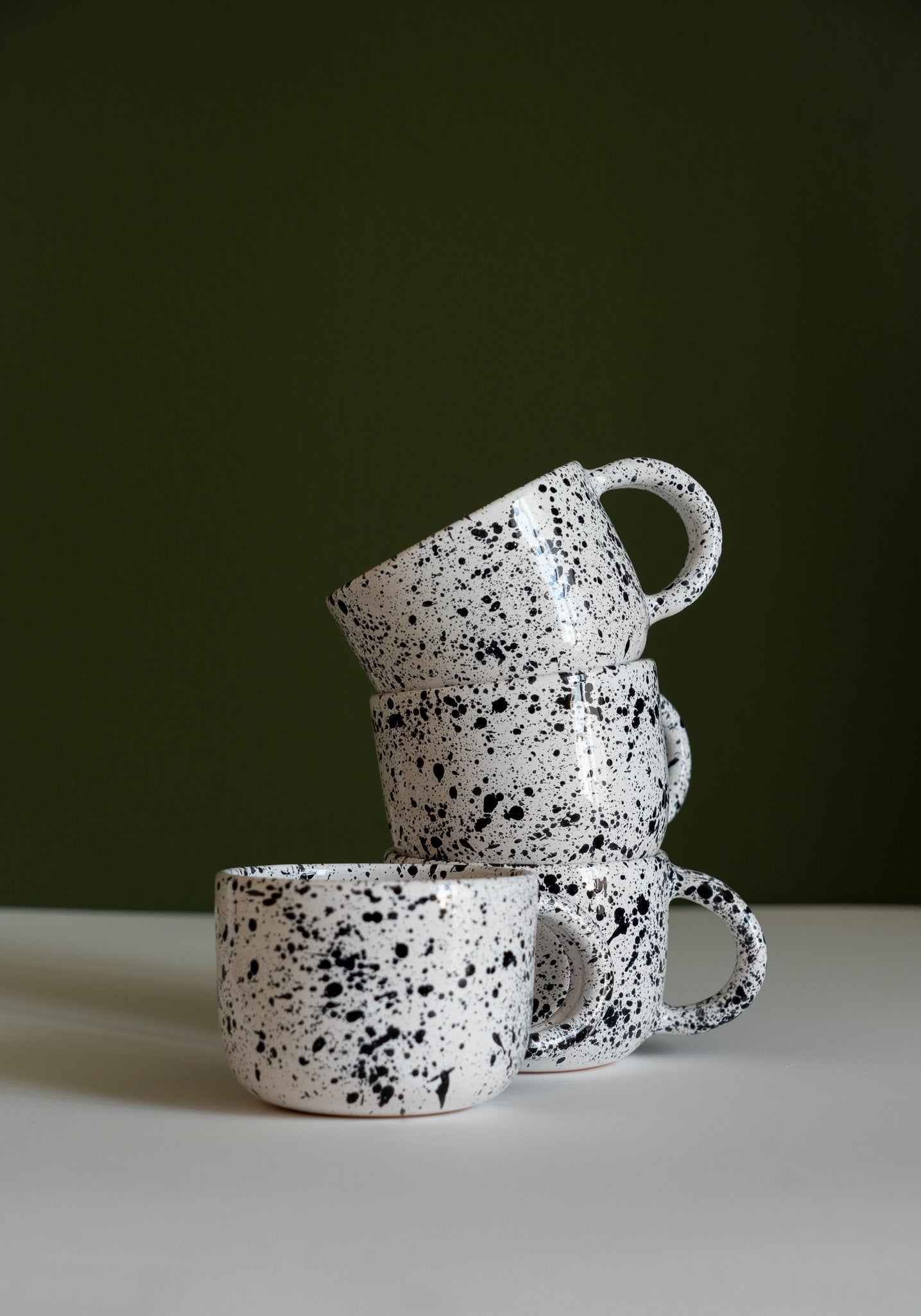 Hand Painted Splatter Ceramic Mug with Double Handle