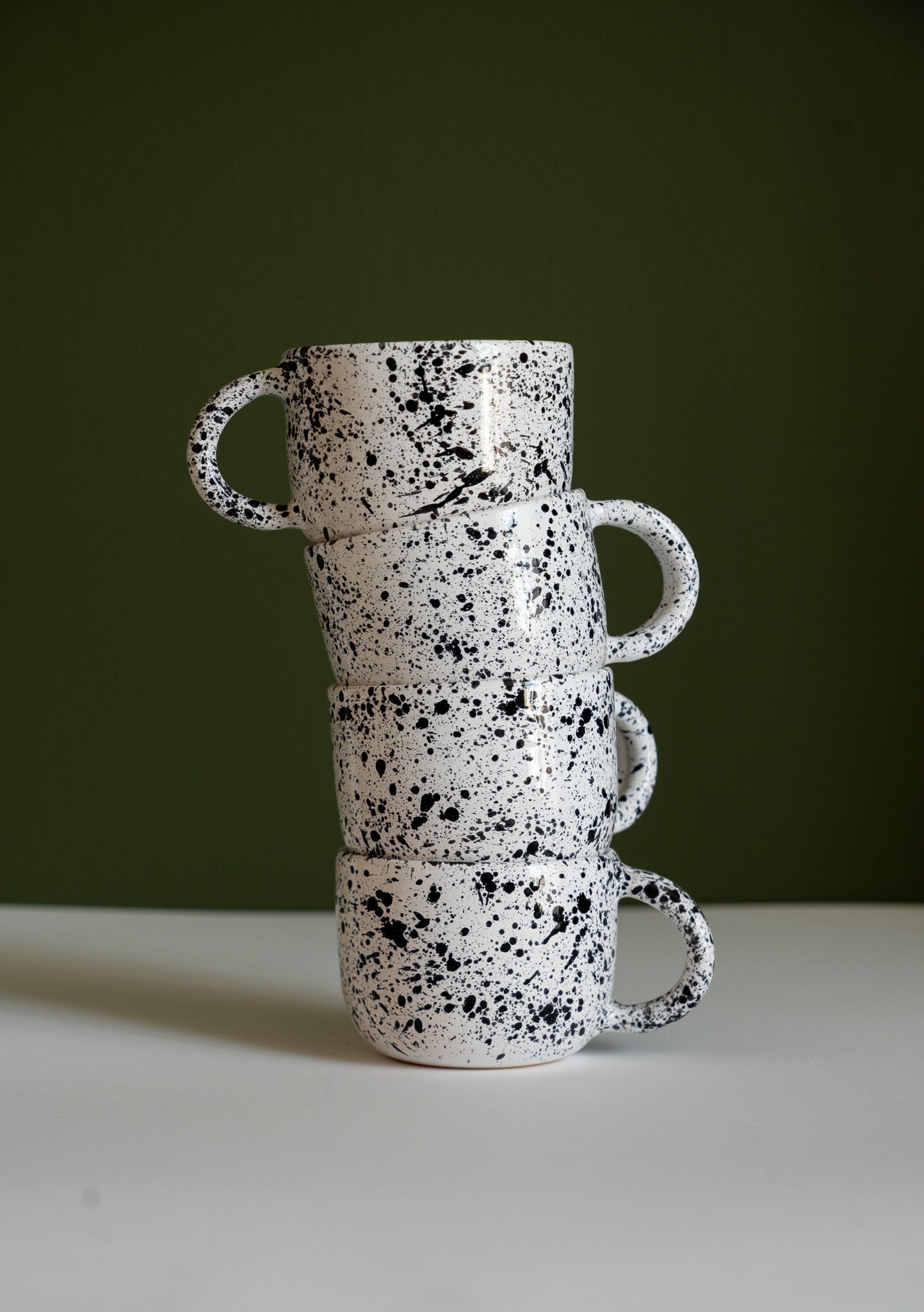 Hand Painted Splatter Ceramic Mug with Double Handle
