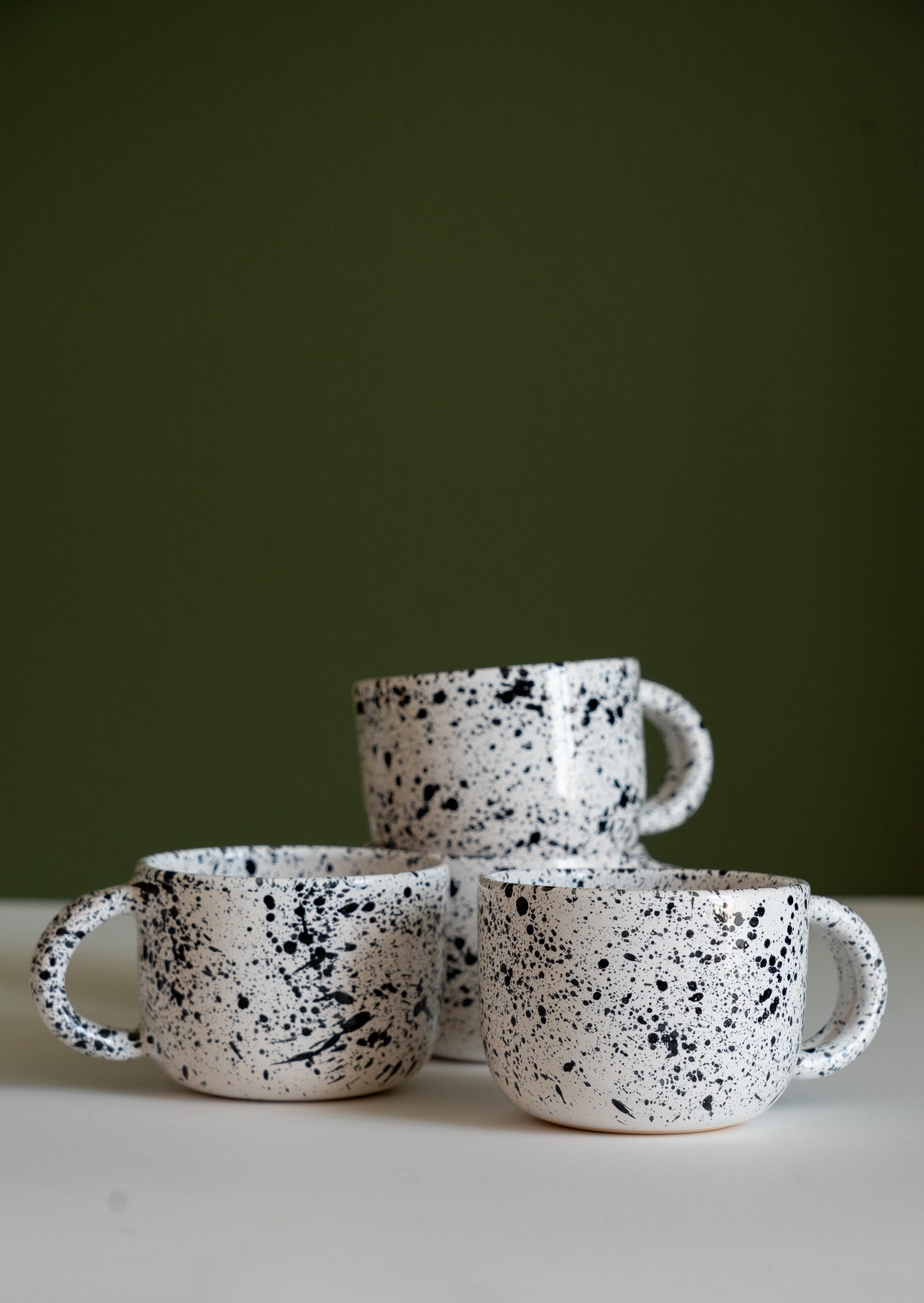 Hand Painted Splatter Ceramic Mug with Double Handle