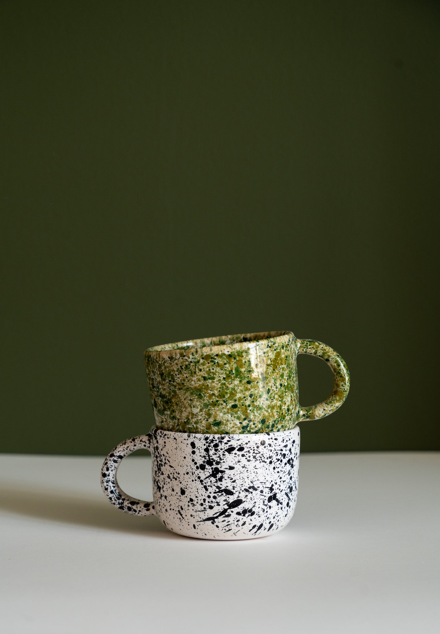 Hand Painted Splatter Ceramic Mug with Double Handle