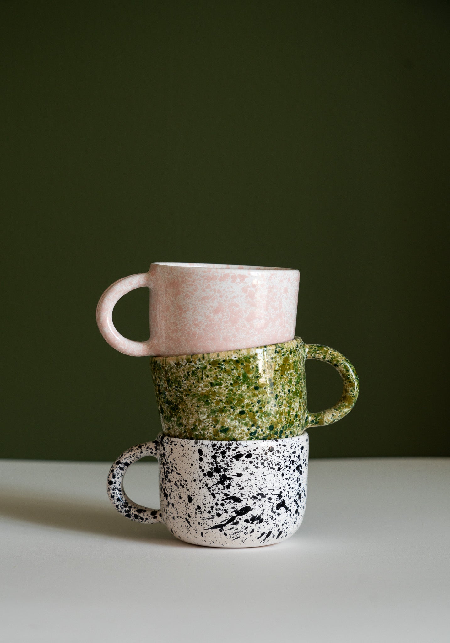 Hand Painted Splatter Ceramic Mug with Double Handle