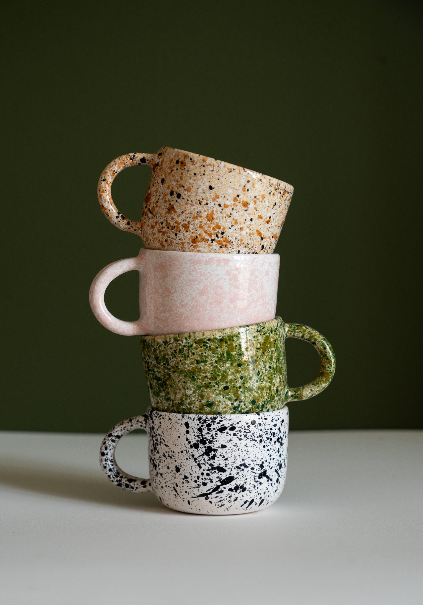 Hand Painted Splatter Ceramic Mug with Double Handle
