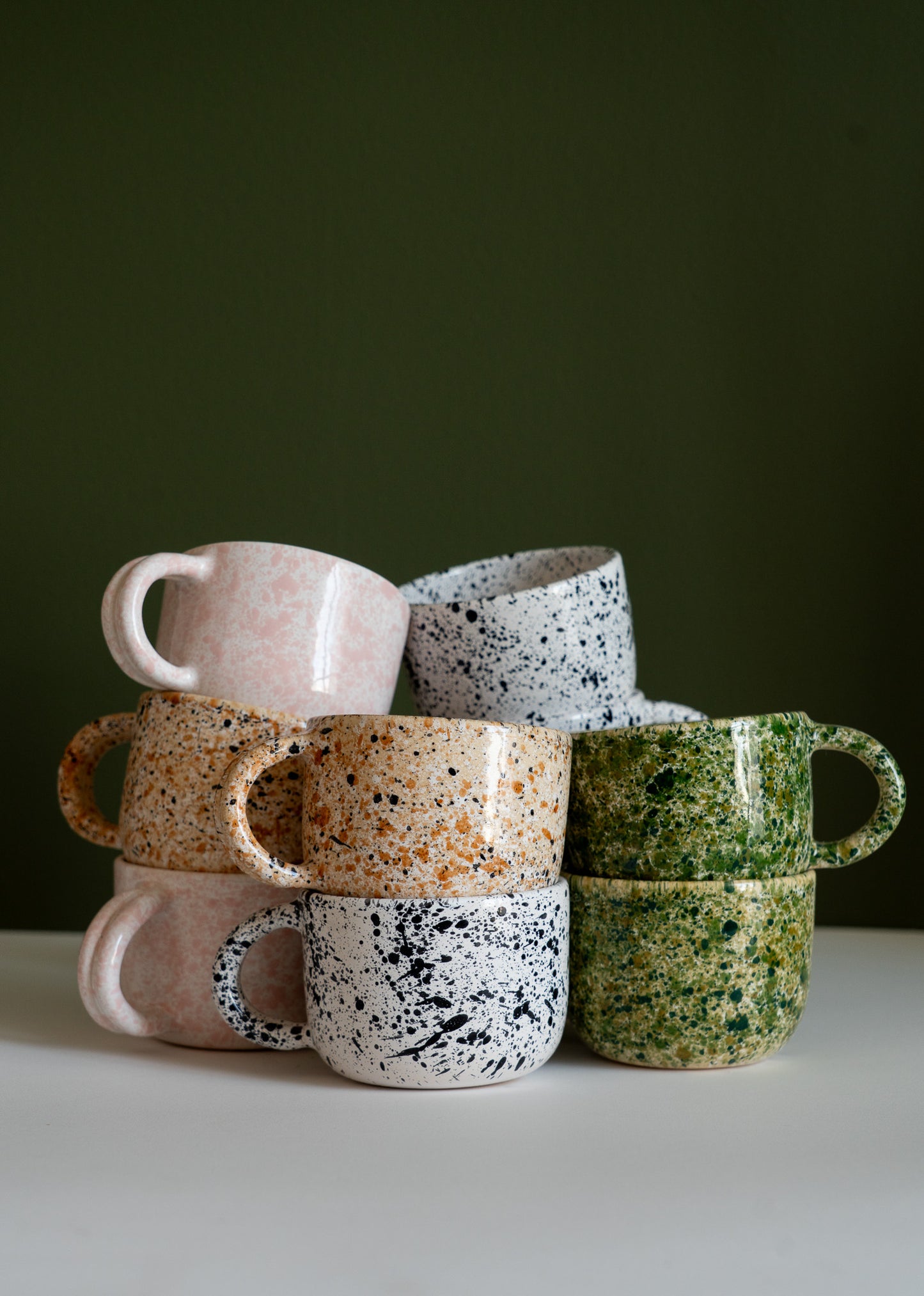 Hand Painted Splatter Ceramic Mug with Double Handle