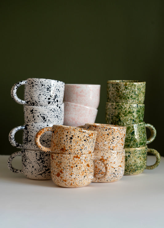 Hand Painted Splatter Ceramic Mug with Double Handle