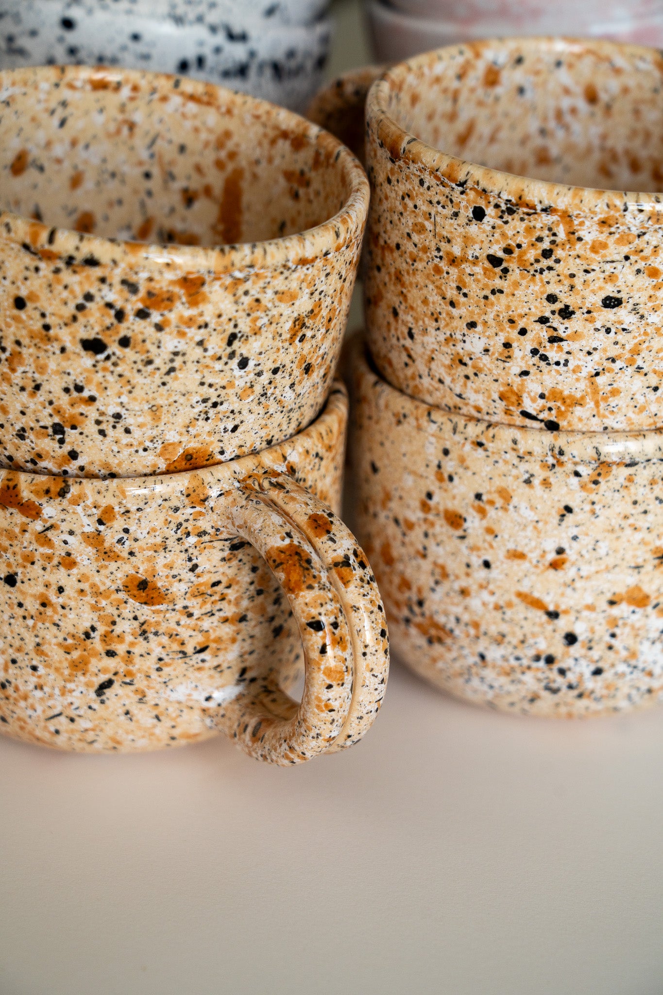 Hand Painted Splatter Ceramic Mug with Double Handle
