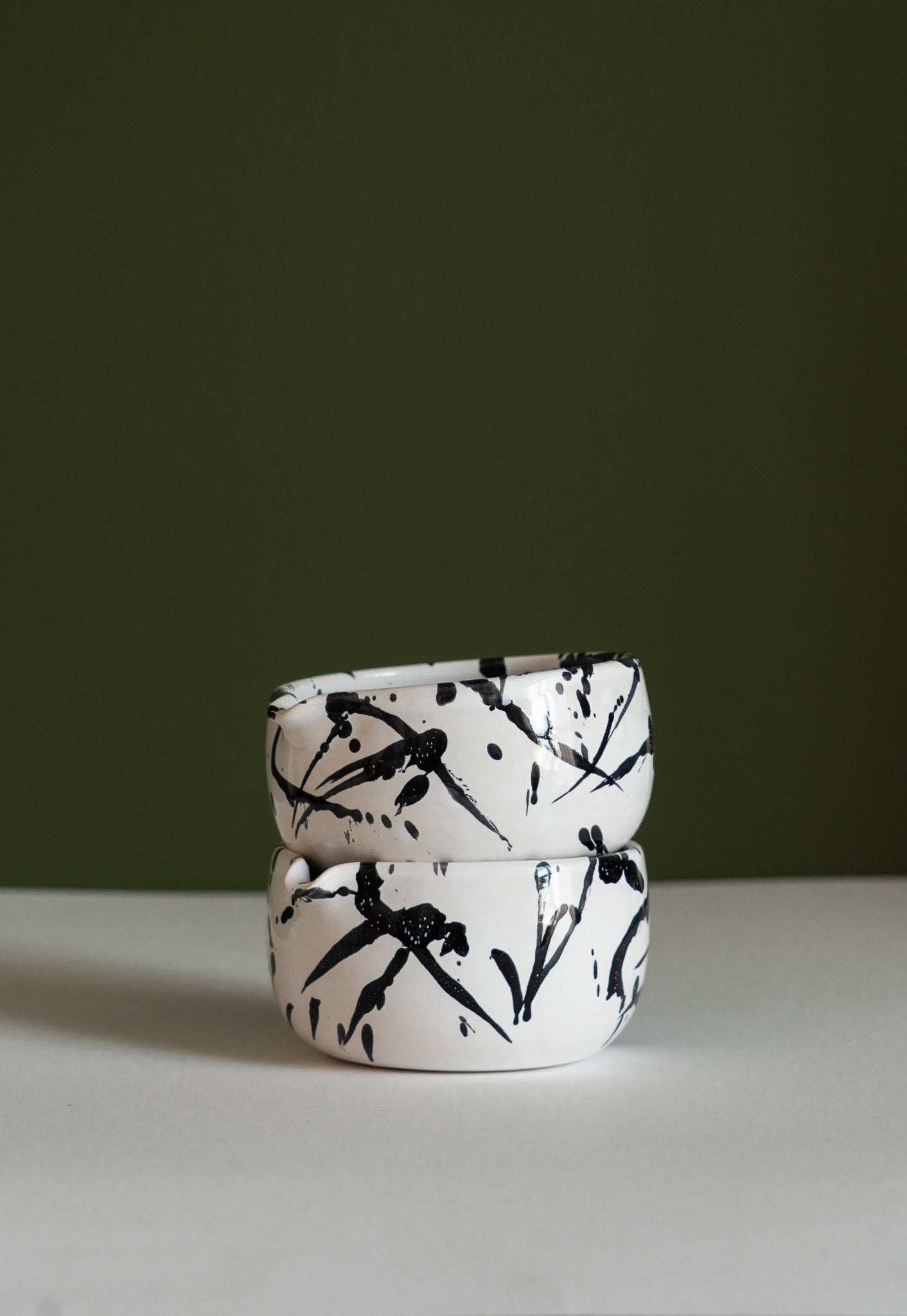 Handmade White Stoneware Matcha Bowl