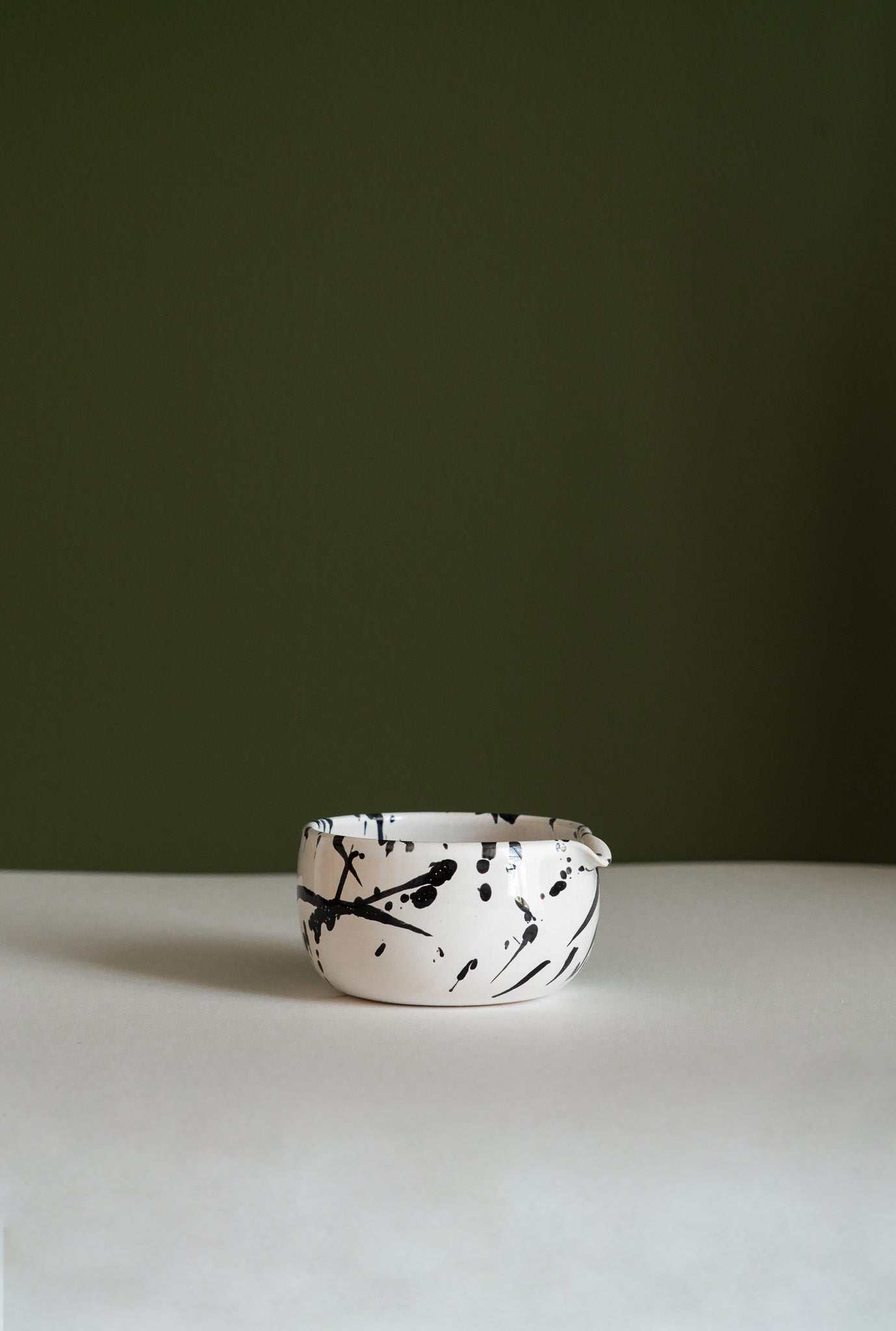 Handmade White Stoneware Matcha Bowl