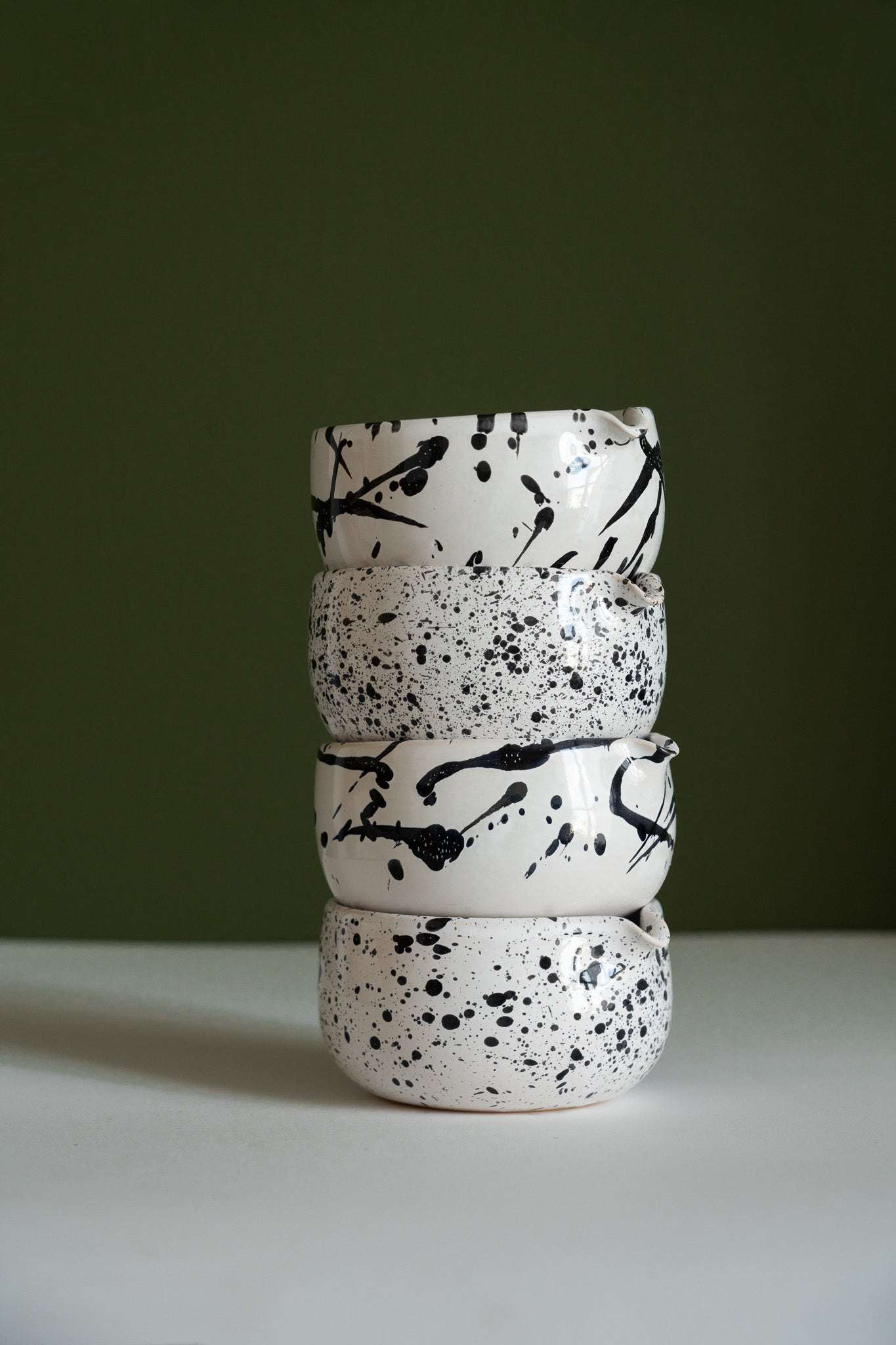 Handmade White Stoneware Matcha Bowl