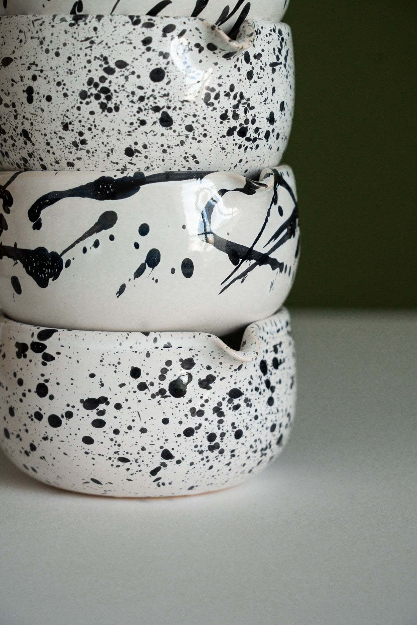 Handmade White Stoneware Matcha Bowl