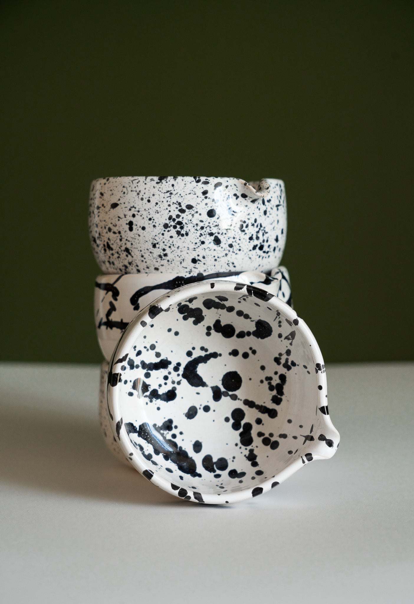 Handmade White Stoneware Matcha Bowl