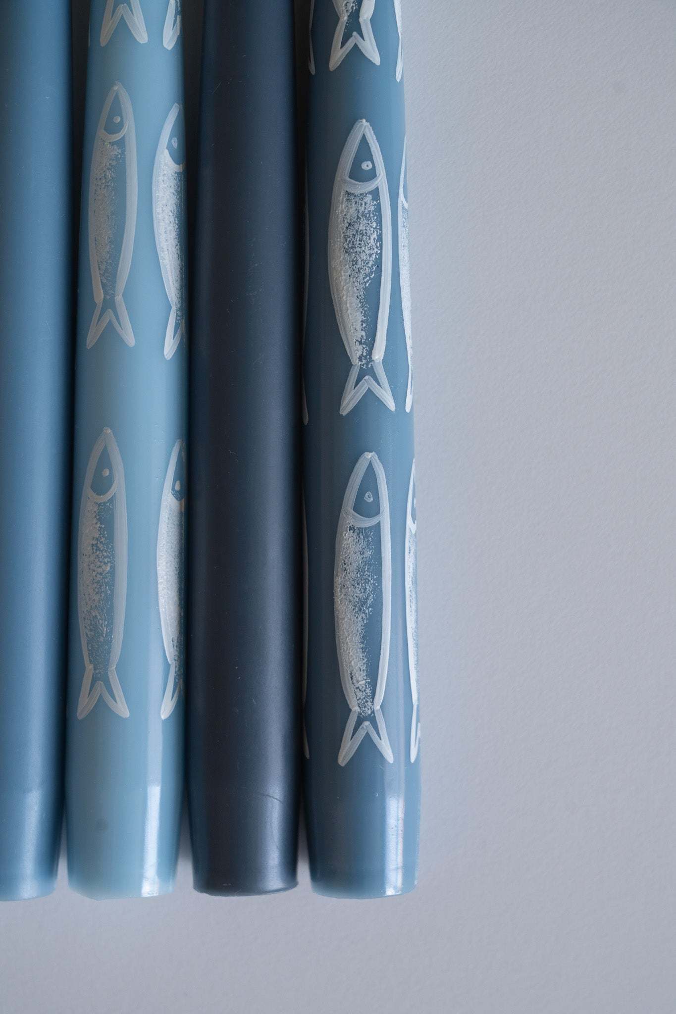 Hand-Painted Taper Candle Set – Sardines