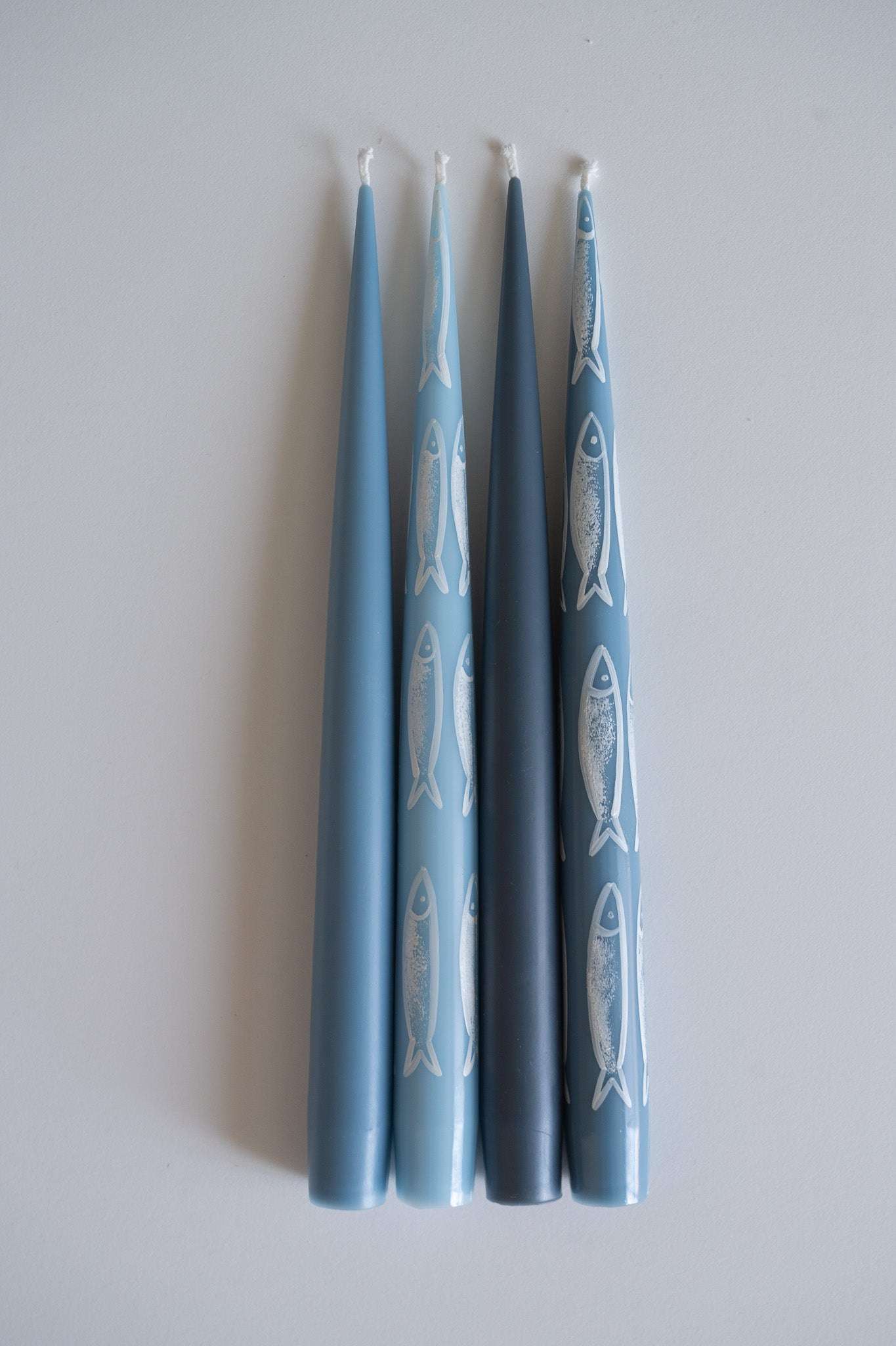 Hand-Painted Taper Candle Set – Sardines