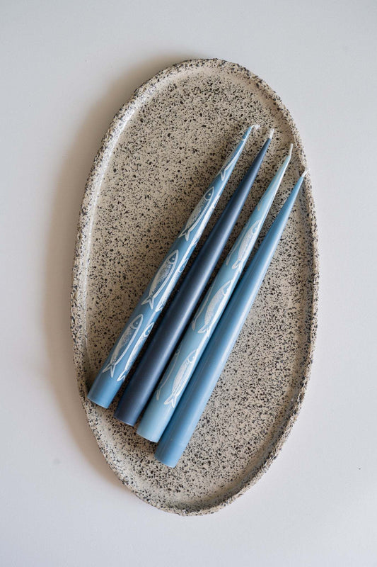Hand-Painted Taper Candle Set – Sardines