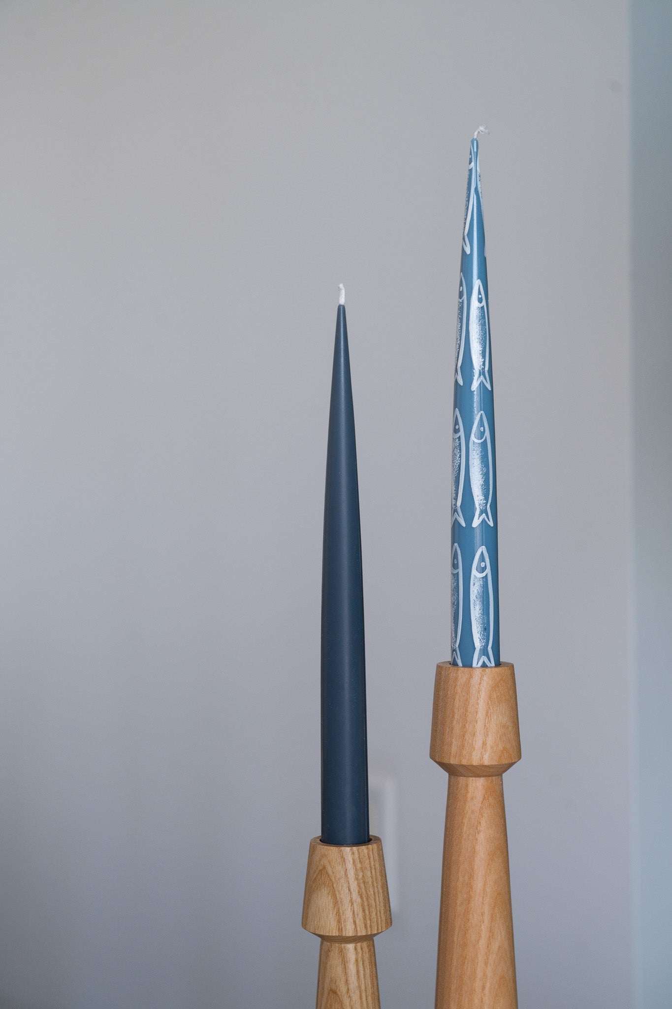 Hand-Painted Taper Candle Set – Sardines