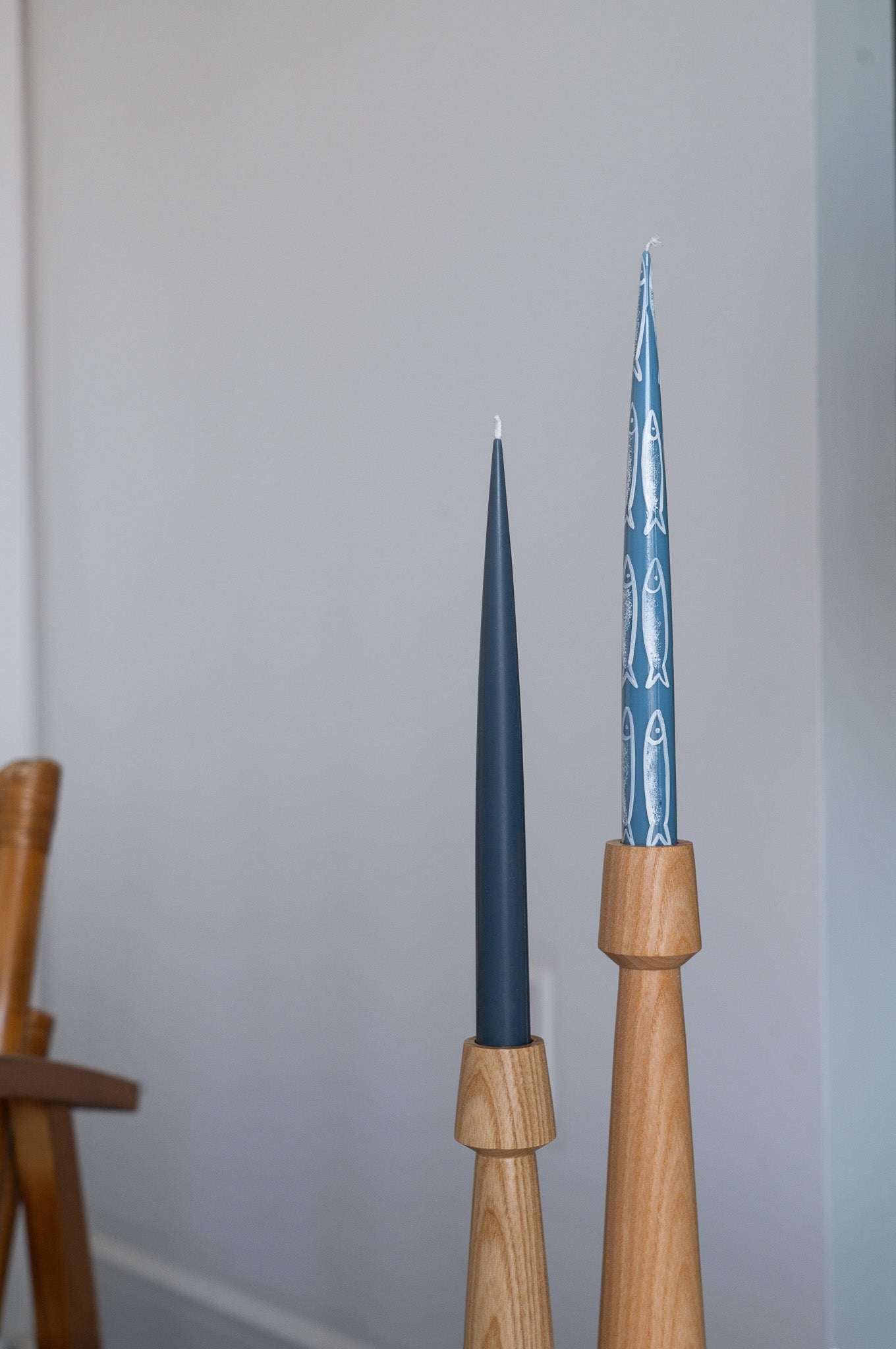 Hand-Painted Taper Candle Set – Sardines