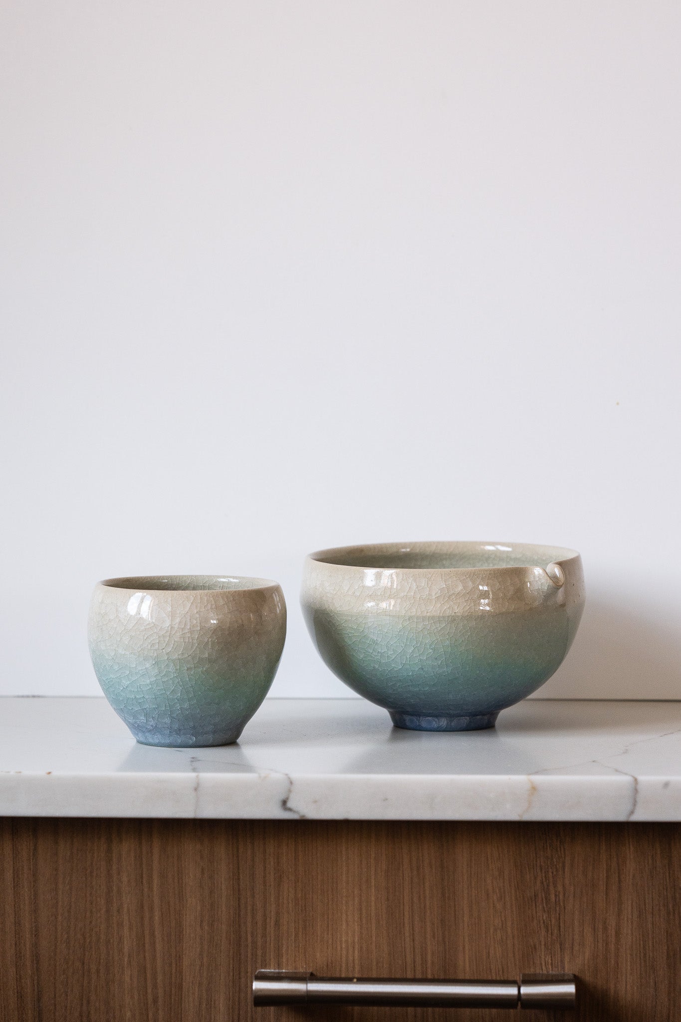 Handmade Ceramic Matcha Bowl with Spout & Matching Cup Set
