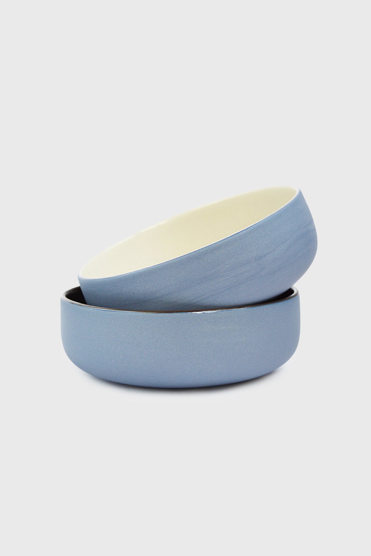 Handmade Porcelain Bowl. Forget-me-not/Chocolate