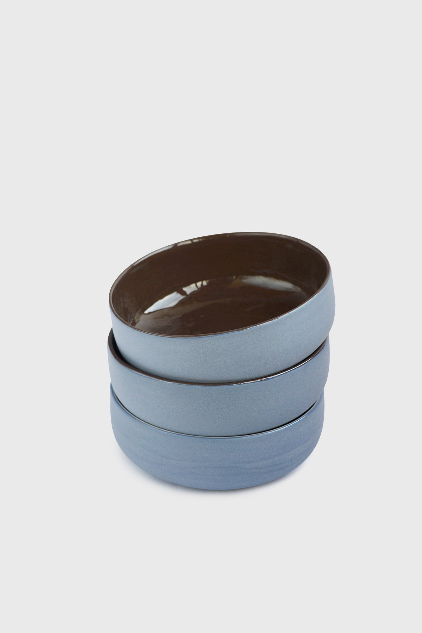 Handmade Porcelain Bowl. Forget-me-not/Chocolate