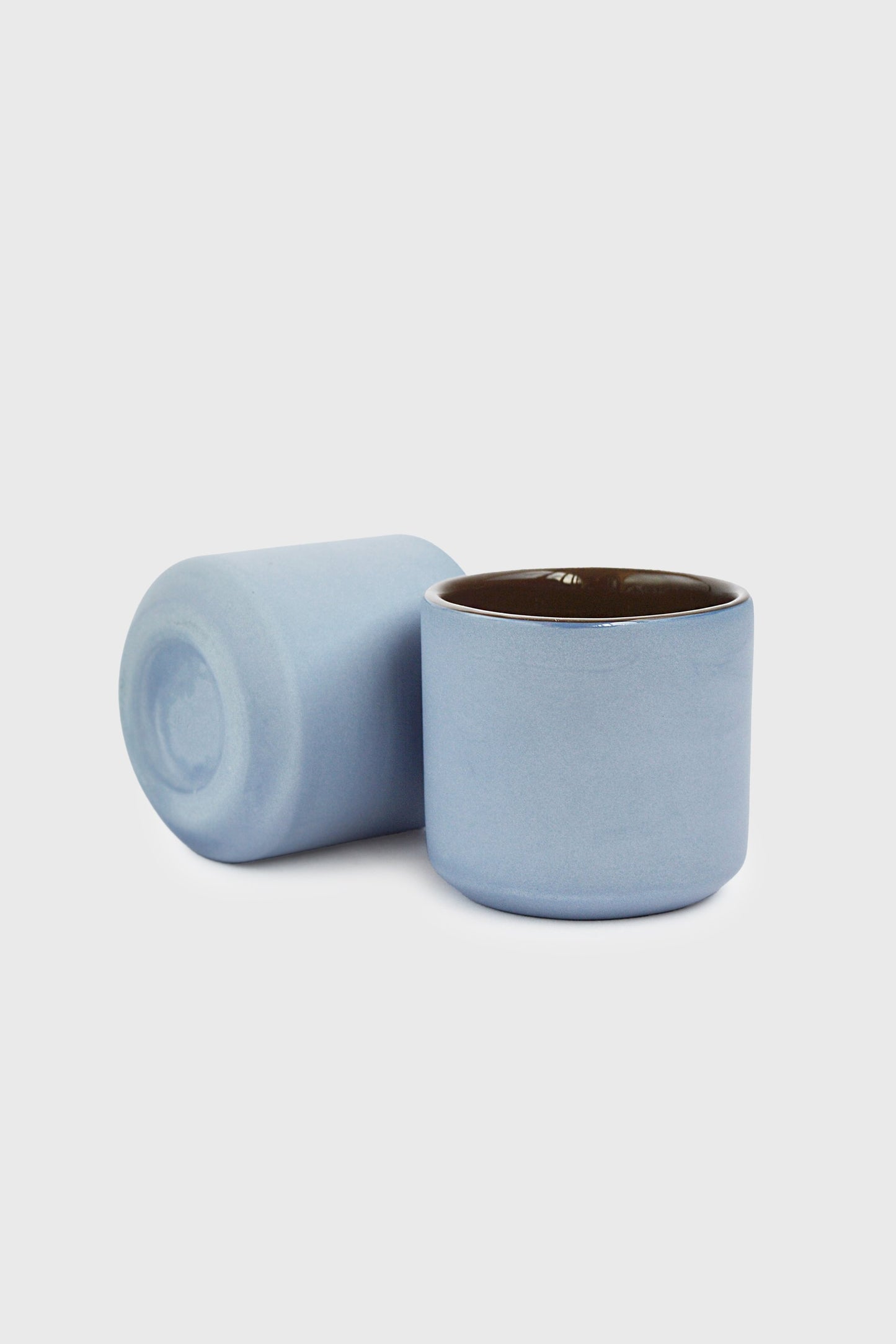 Handmade Porcelain Coffee Cup. Forget-me-Not/Chocolate