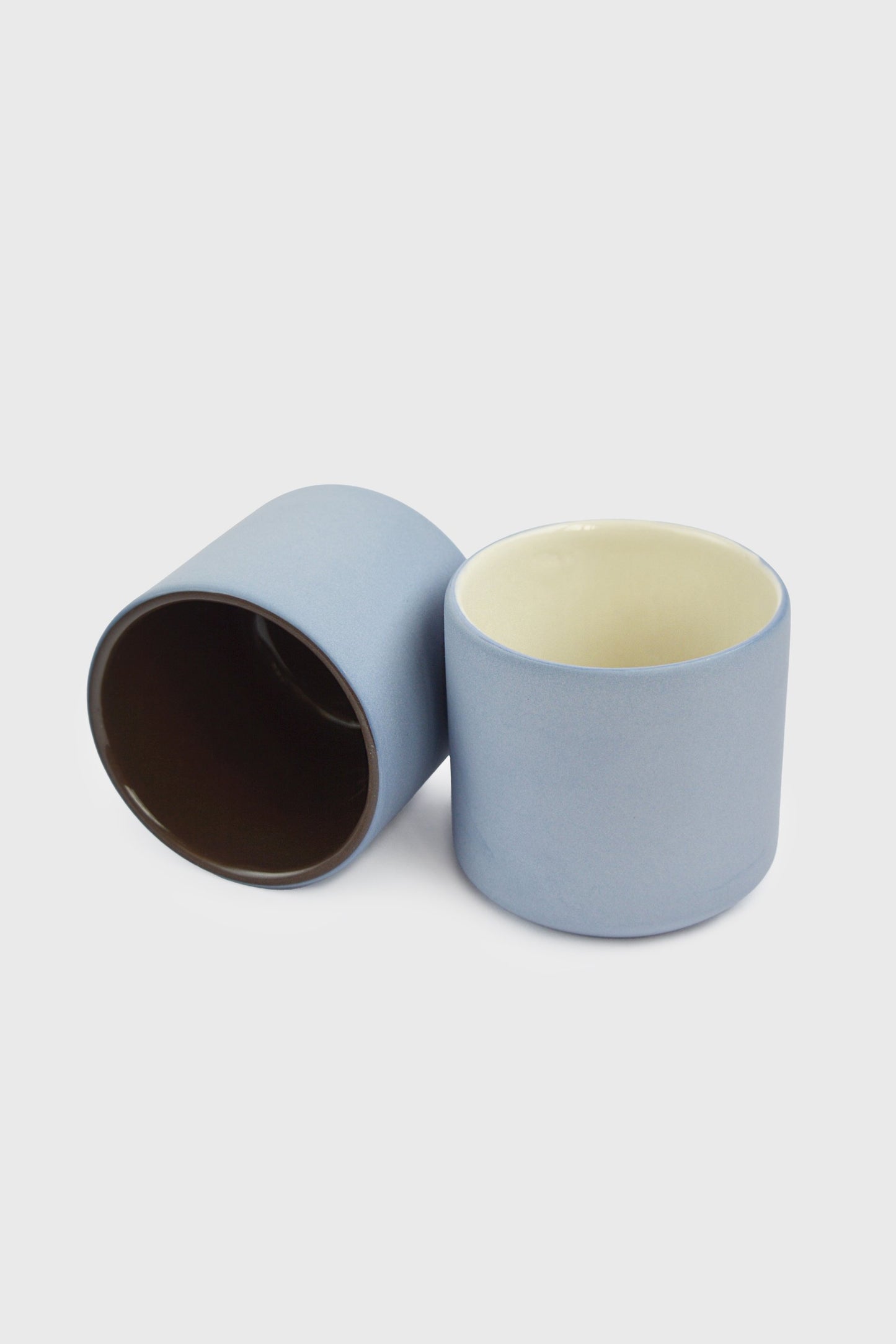 Handmade Porcelain Coffee Cup. Forget-me-Not/Chocolate