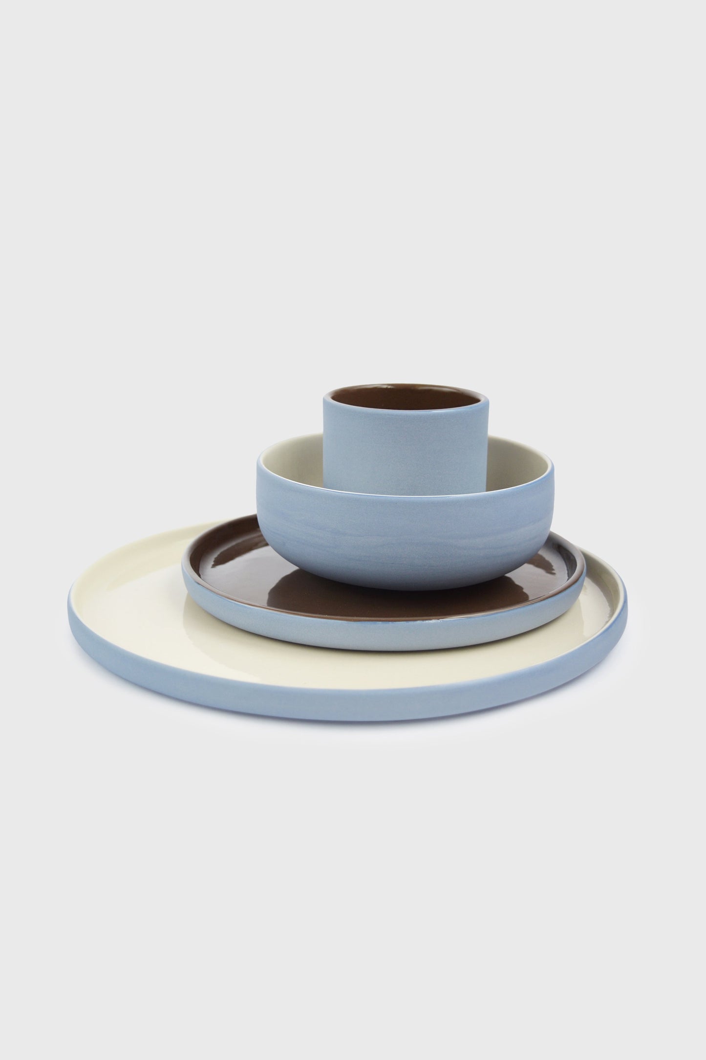 Handmade Porcelain Coffee Cup. Forget-me-Not/Chocolate