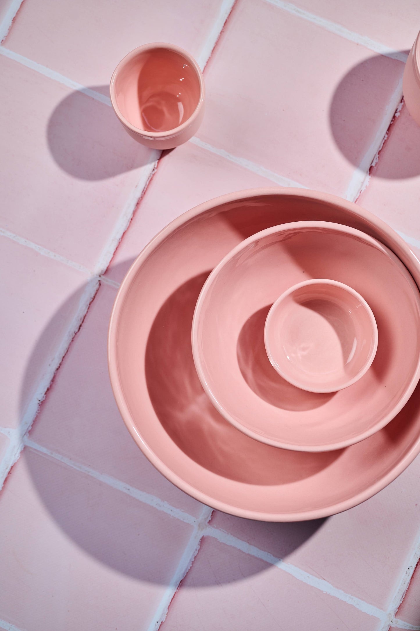 Handmade Porcelain Salad Serving Bowl. Powder Pink