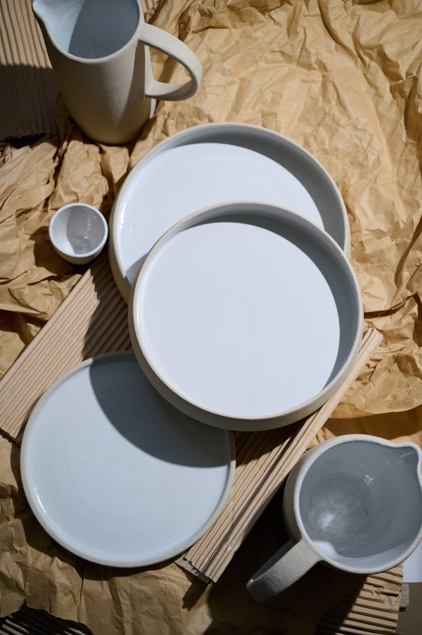 Handmade Stoneware Dinner Plates with High Sides