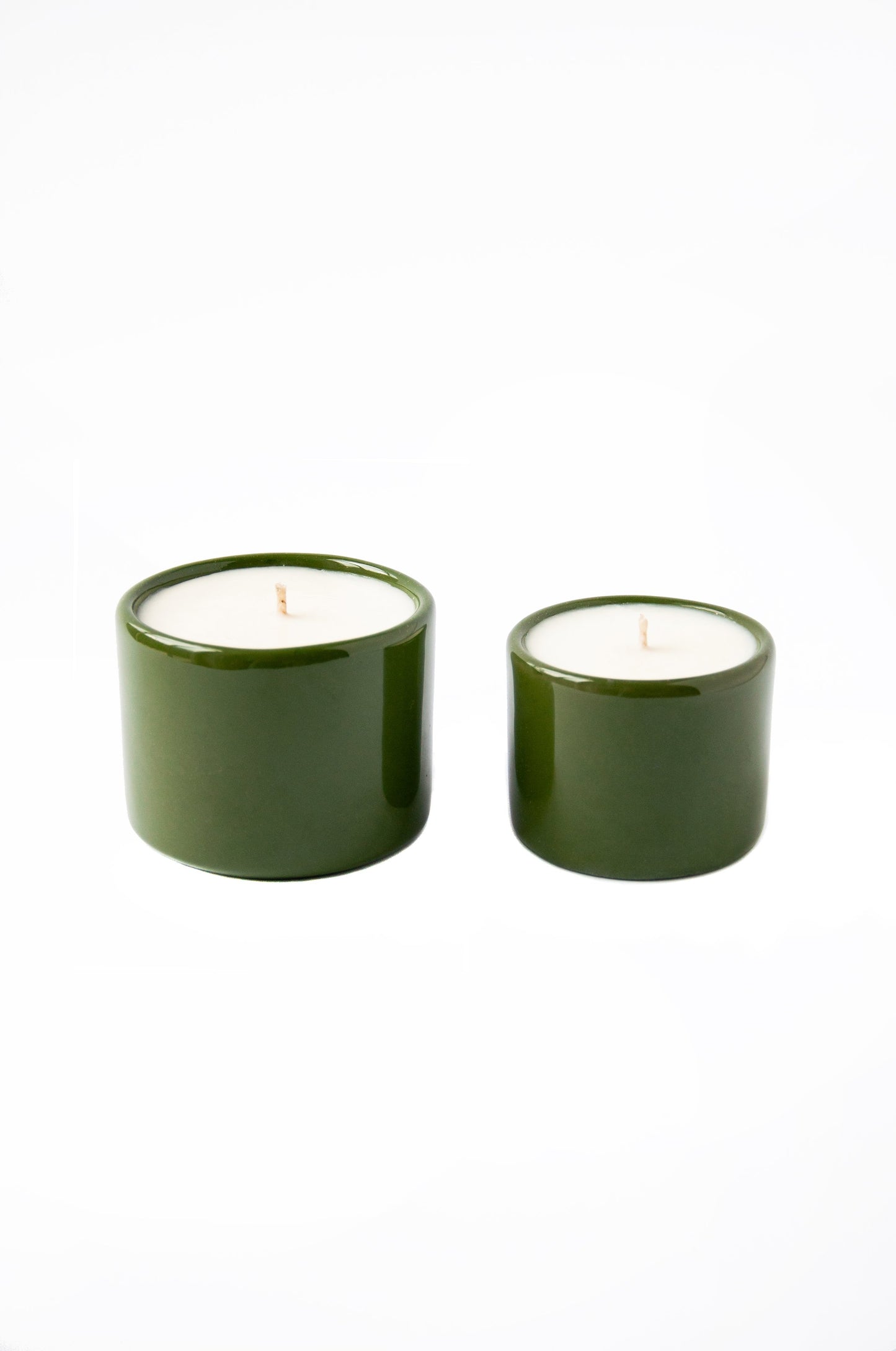 Handmade Porcelain Candle. Green