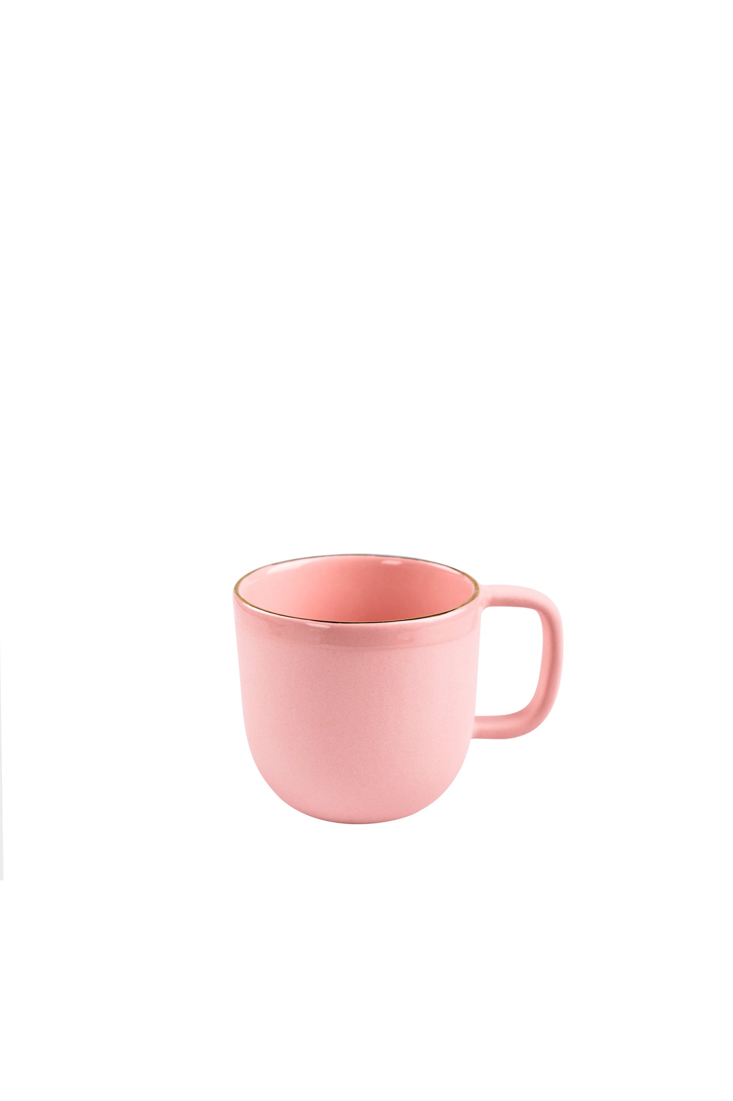 Handmade Porcelain Coffee Mug with Gold Rim. Powder Pink