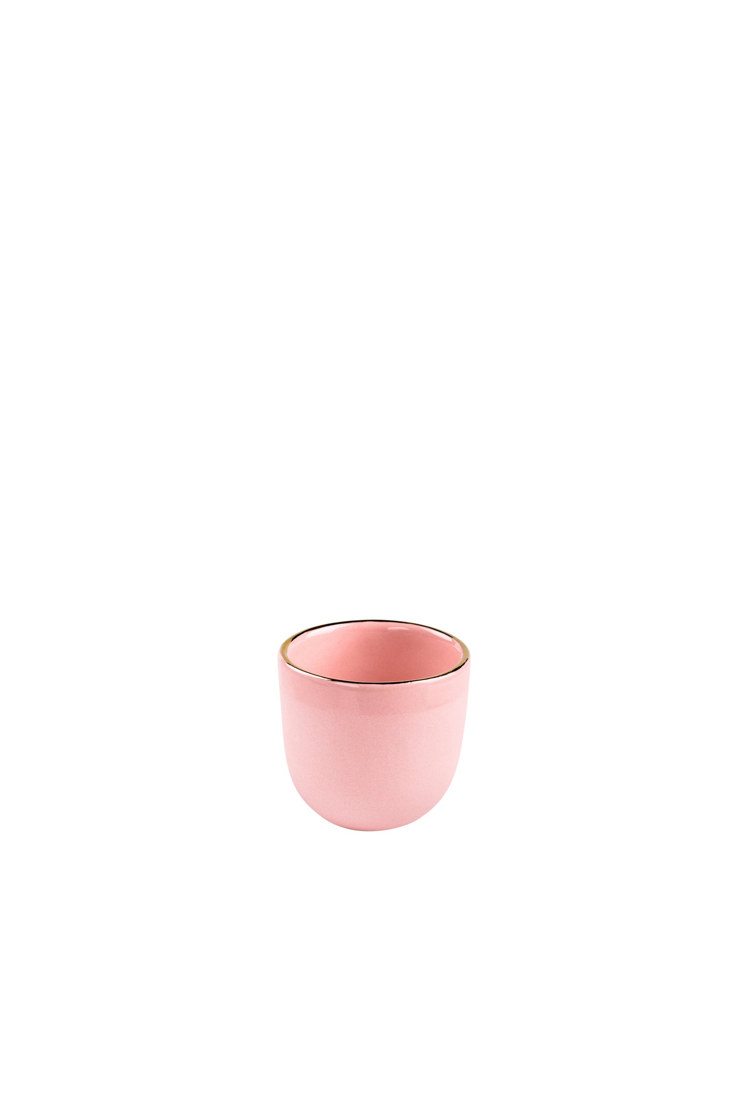 Handmade Porcelain Espresso Cup with Gold Rim. Powder Pink