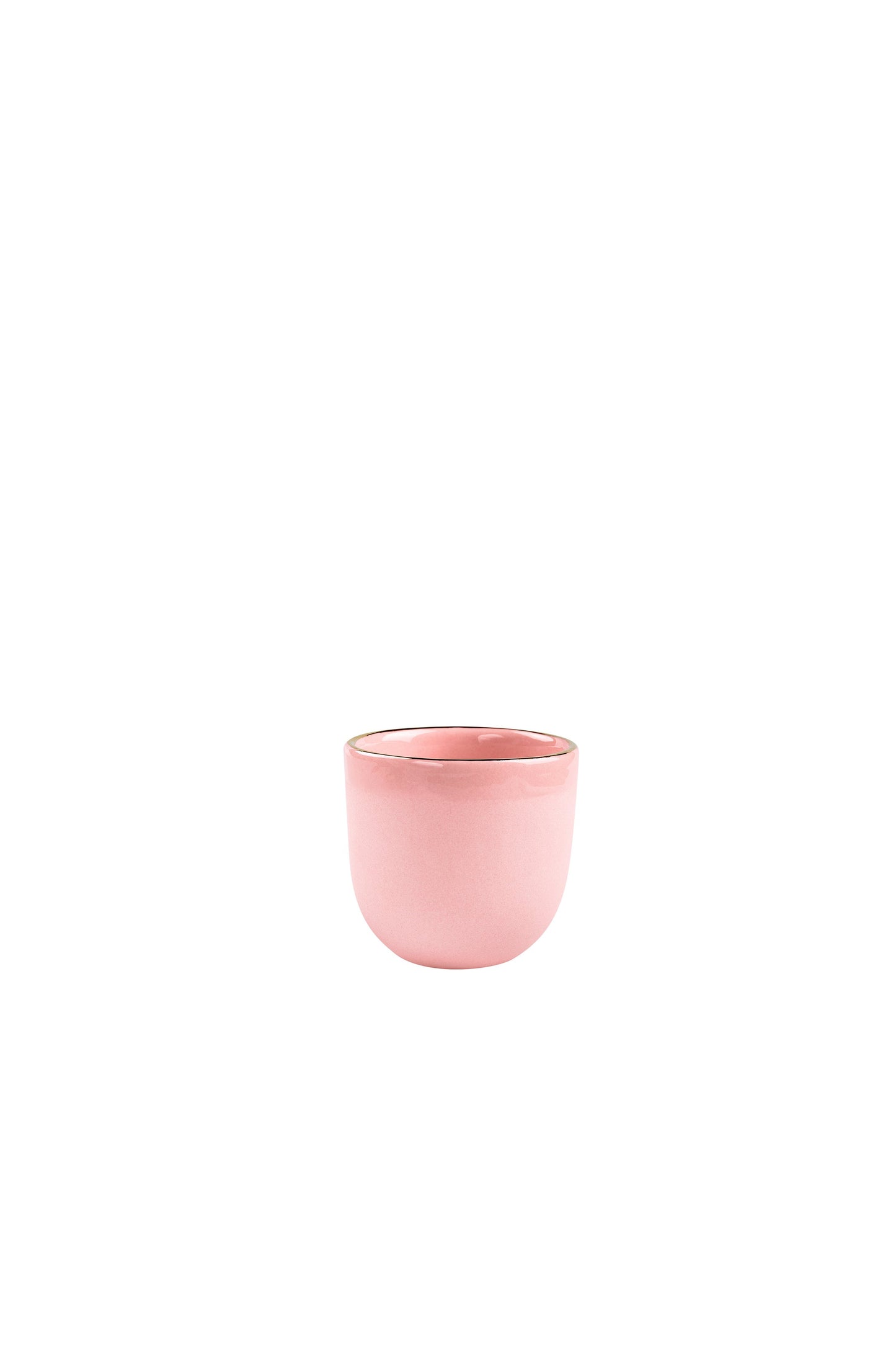 Handmade Porcelain Espresso Cup with Gold Rim. Powder Pink