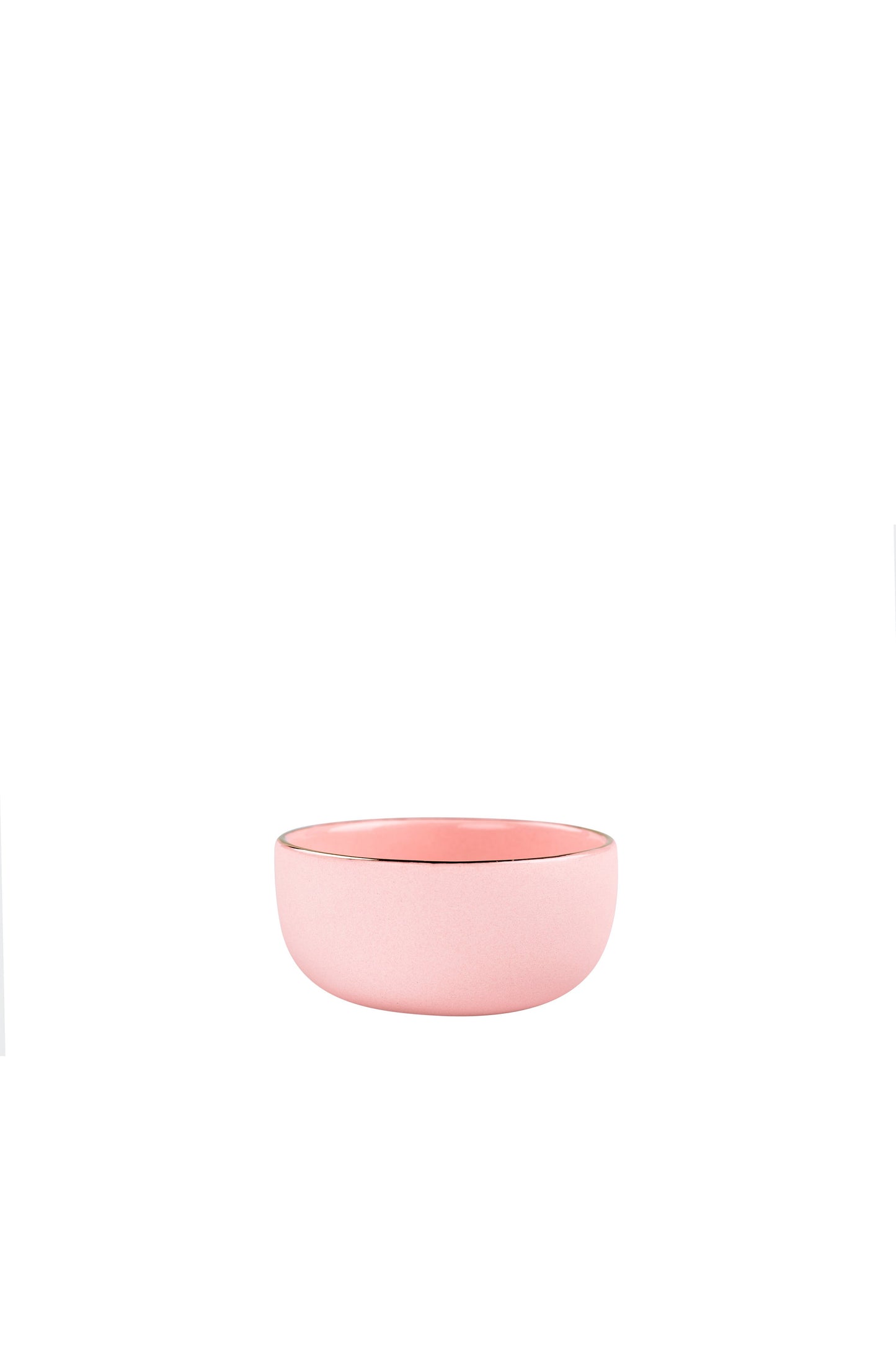 Handmade Porcelain Pinch Bowl with Gold Rim. Powder Pink