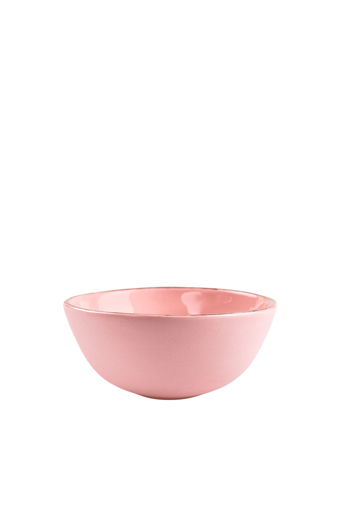 Handmade Porcelain Bowl with Gold Rim. Powder Pink