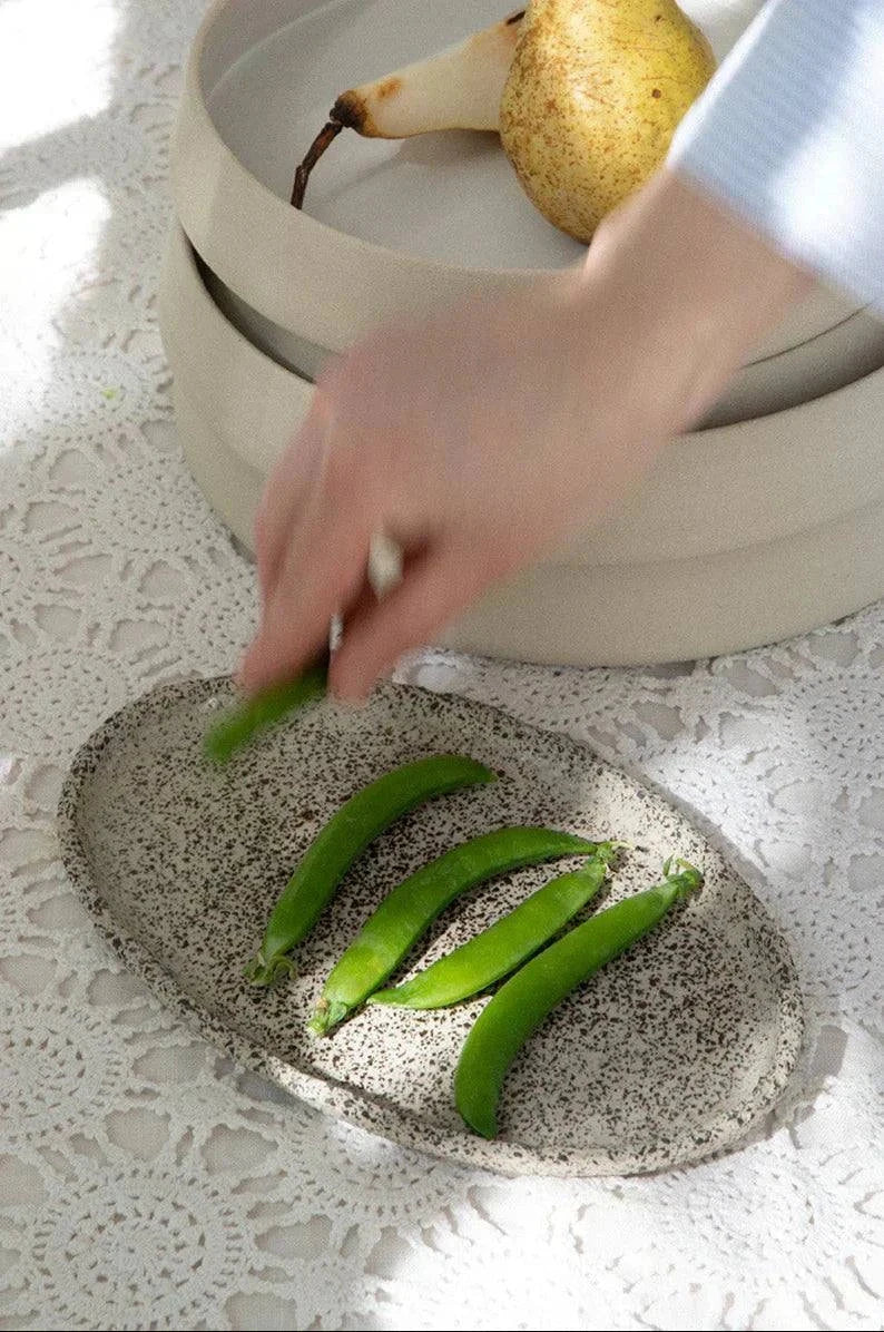 Handmade Stoneware Oval Large Serving Platter