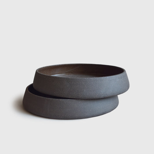 Handmade Stoneware Dinner Plates with High Sides "Pumpernickel"