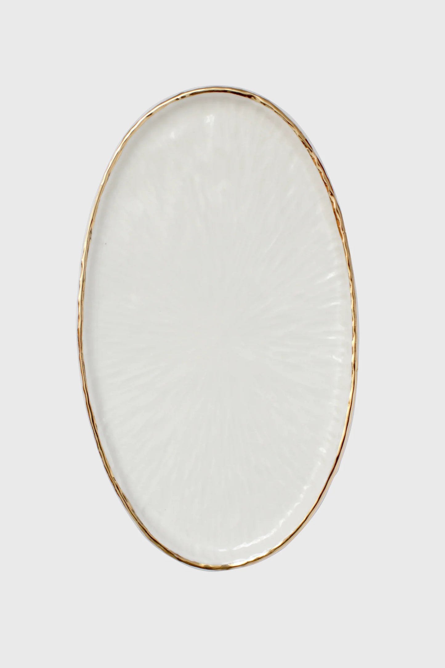 Handmade Porcelain Oval Serving Platter. Relief Collection
