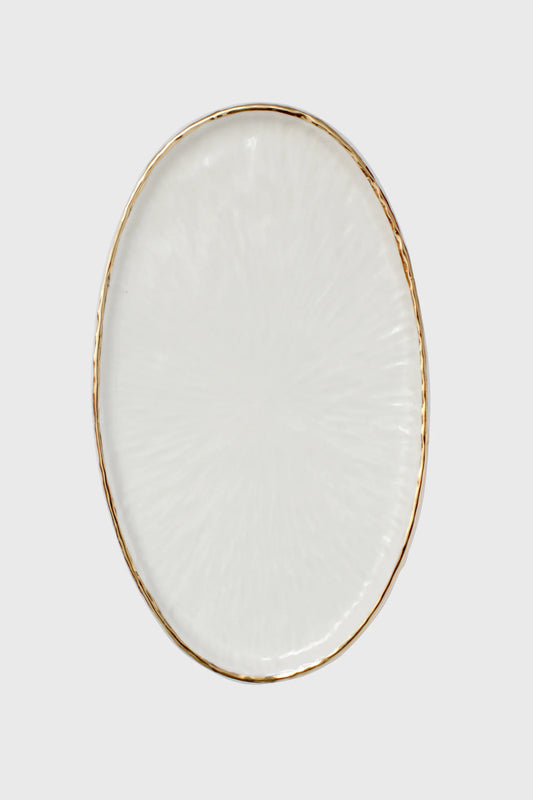 Handmade Porcelain Oval Serving Platter. Relief Collection
