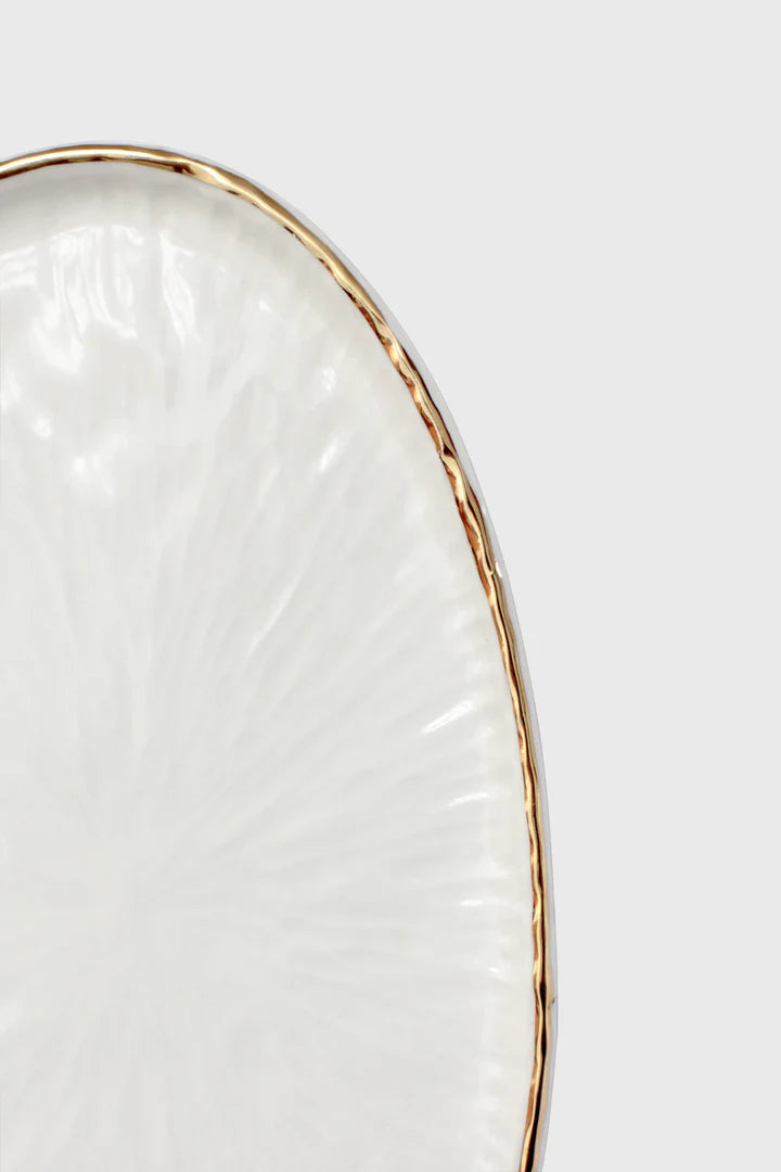 Handmade Porcelain Oval Serving Platter. Relief Collection