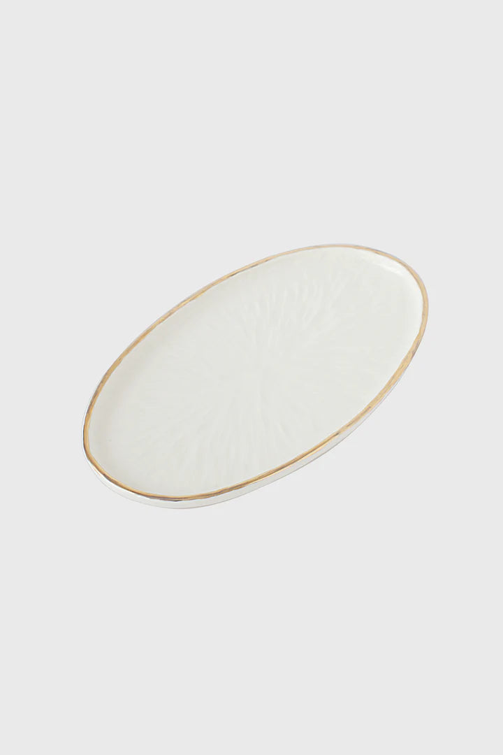 Handmade Porcelain Oval Serving Platter. Relief Collection