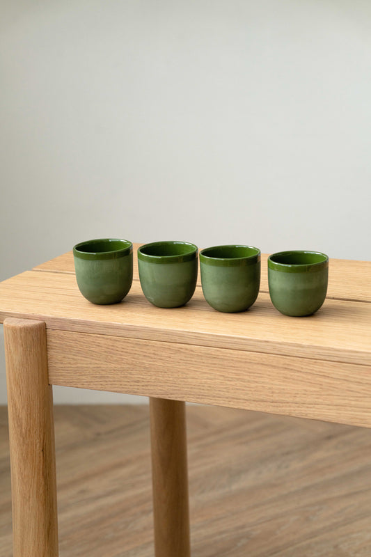 Handmade Porcelain Espresso Cup. Green