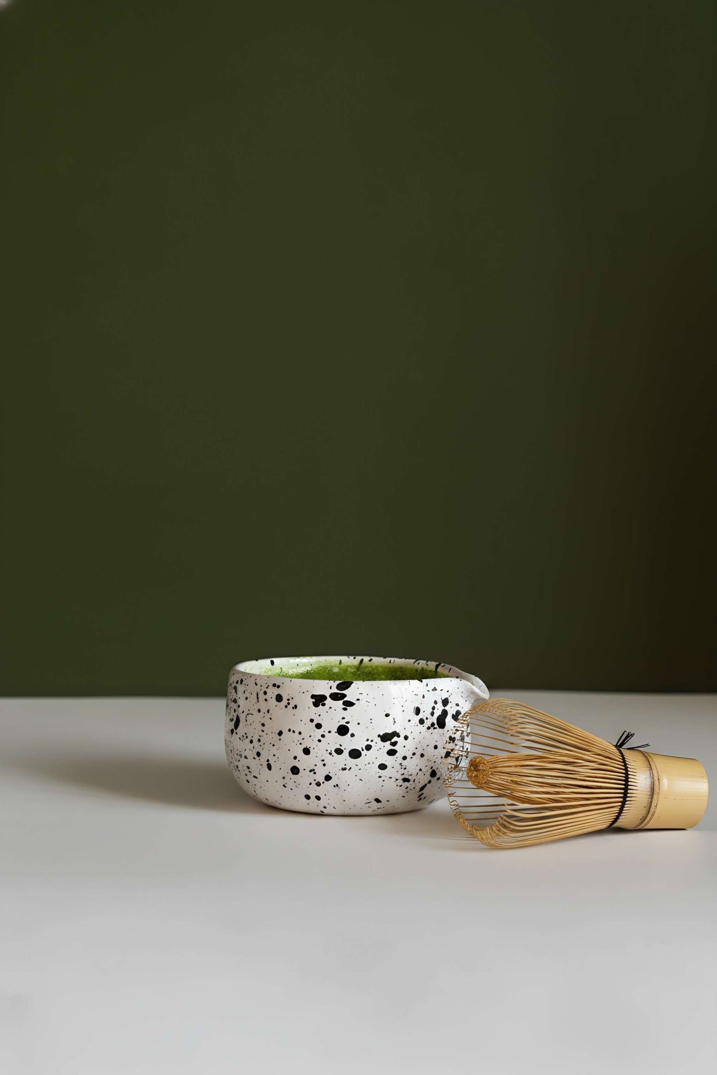 Handmade White Stoneware Matcha Bowl