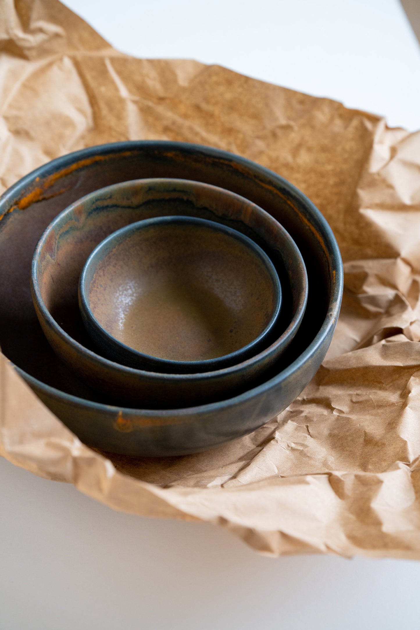 Rust Stoneware Salad Serving Bowl