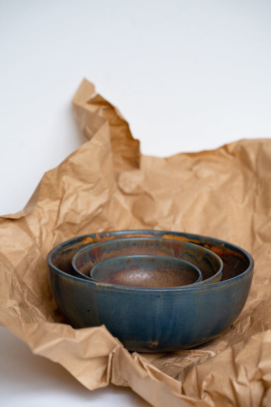 Rust Stoneware Salad Serving Bowl